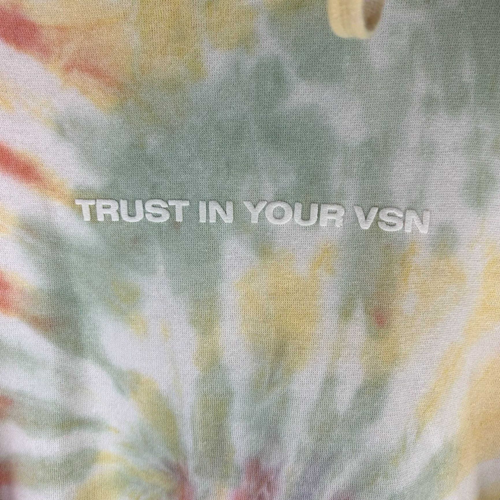 Vintage WRLDINVSN Sweatshirt Hoodie Mens Large Tie Dye Graphic Print Hooded Pullover Pockets Streetwear VSN Trust in Your VSN Size US L / EU 52-54 / 3 - 4 Thumbnail