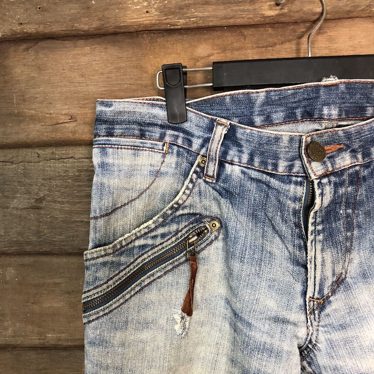 Japanese Brand Monsieur Nicole Blue Distressed Denim Pants #7330 Size 32" / US 10 / IT 46 - 4 Thumbnail