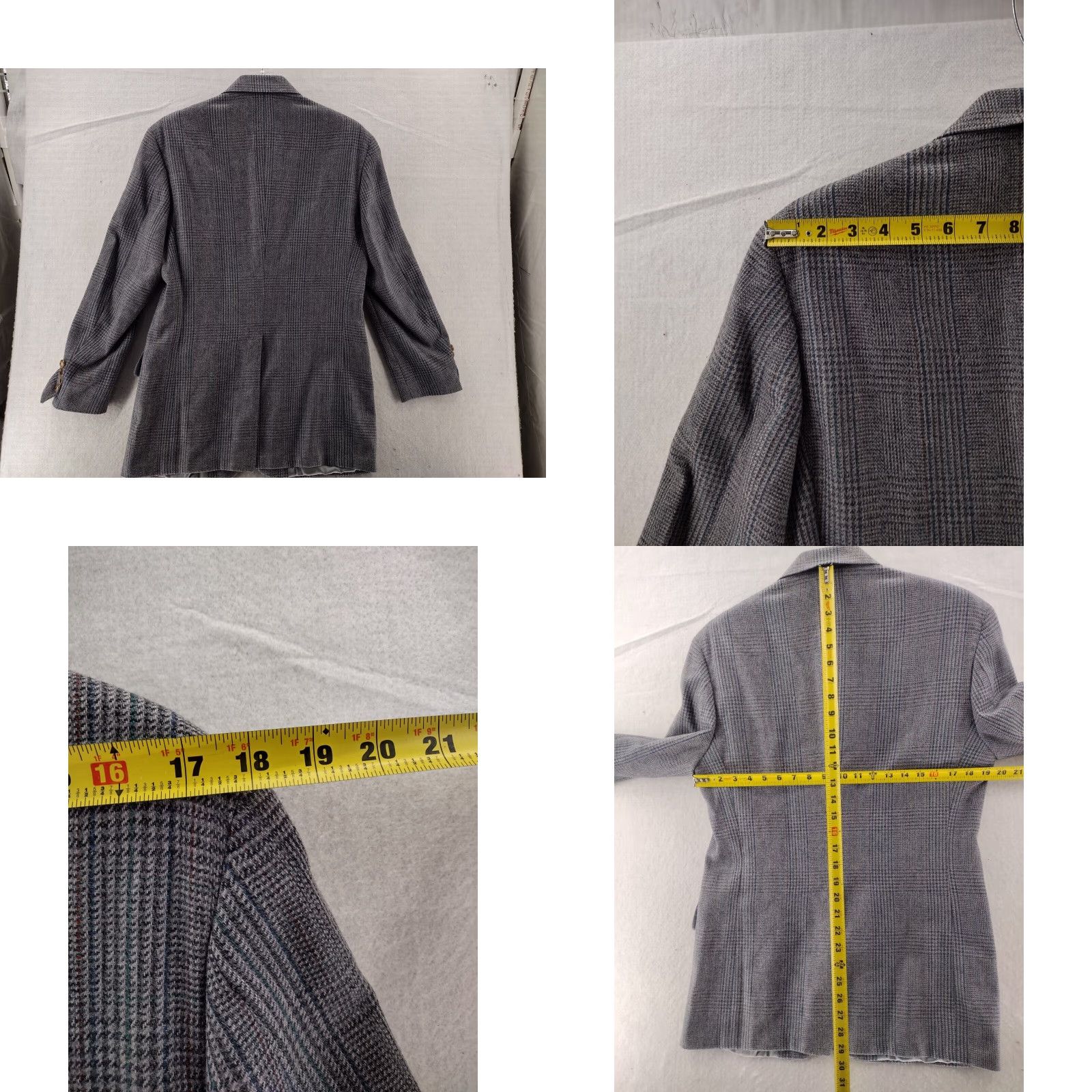 Vintage VINTAGE John Weitz Blazer 40R Gray Wool-Tweed Herringbone Sport Coat USA Mens Size 40R - 8 Thumbnail