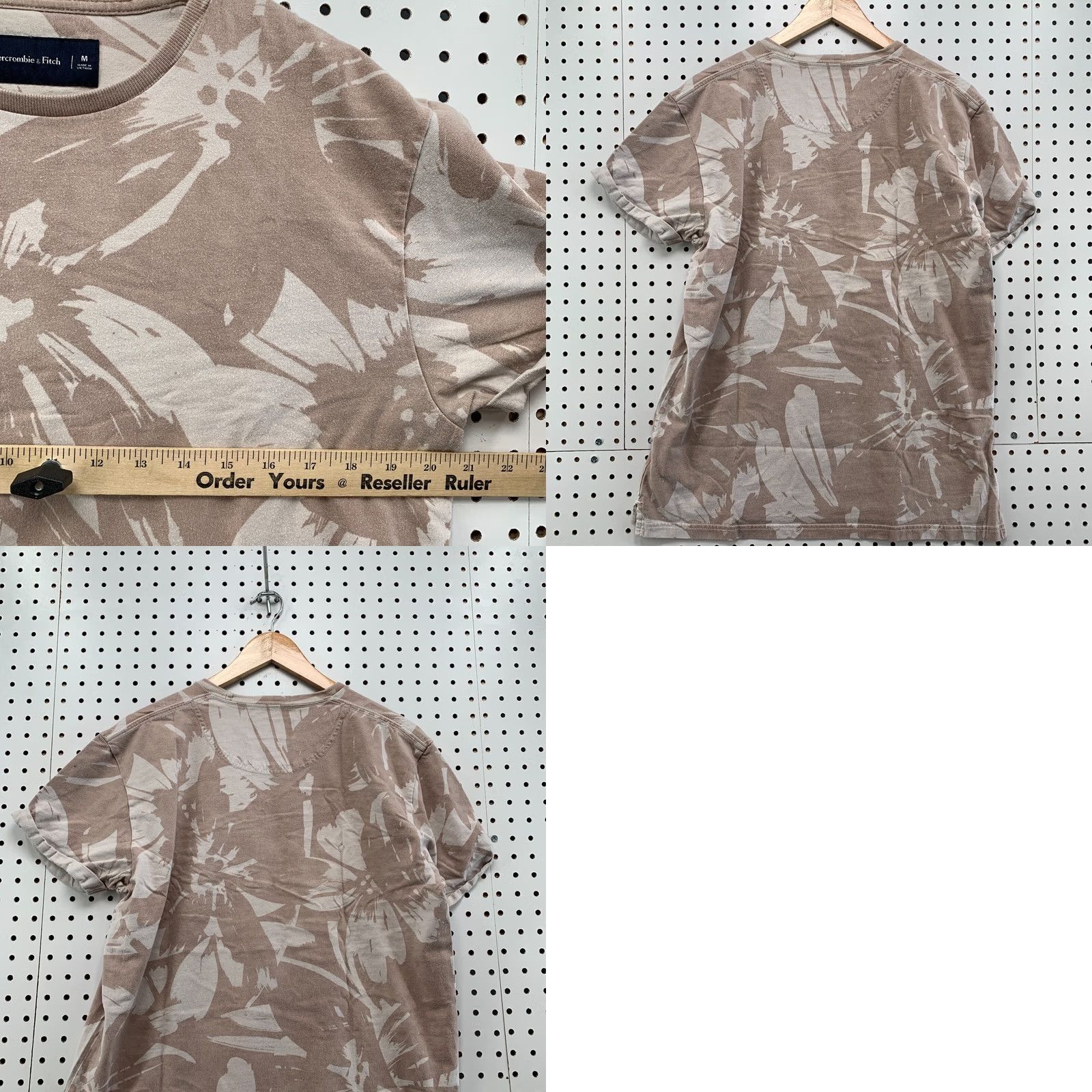 Abercrombie & Fitch Abercrombie & Fitch Shirt Mens Medium Brown Floral All Over Print 20.5x28 Size US M / EU 48-50 / 2 - 8 Thumbnail