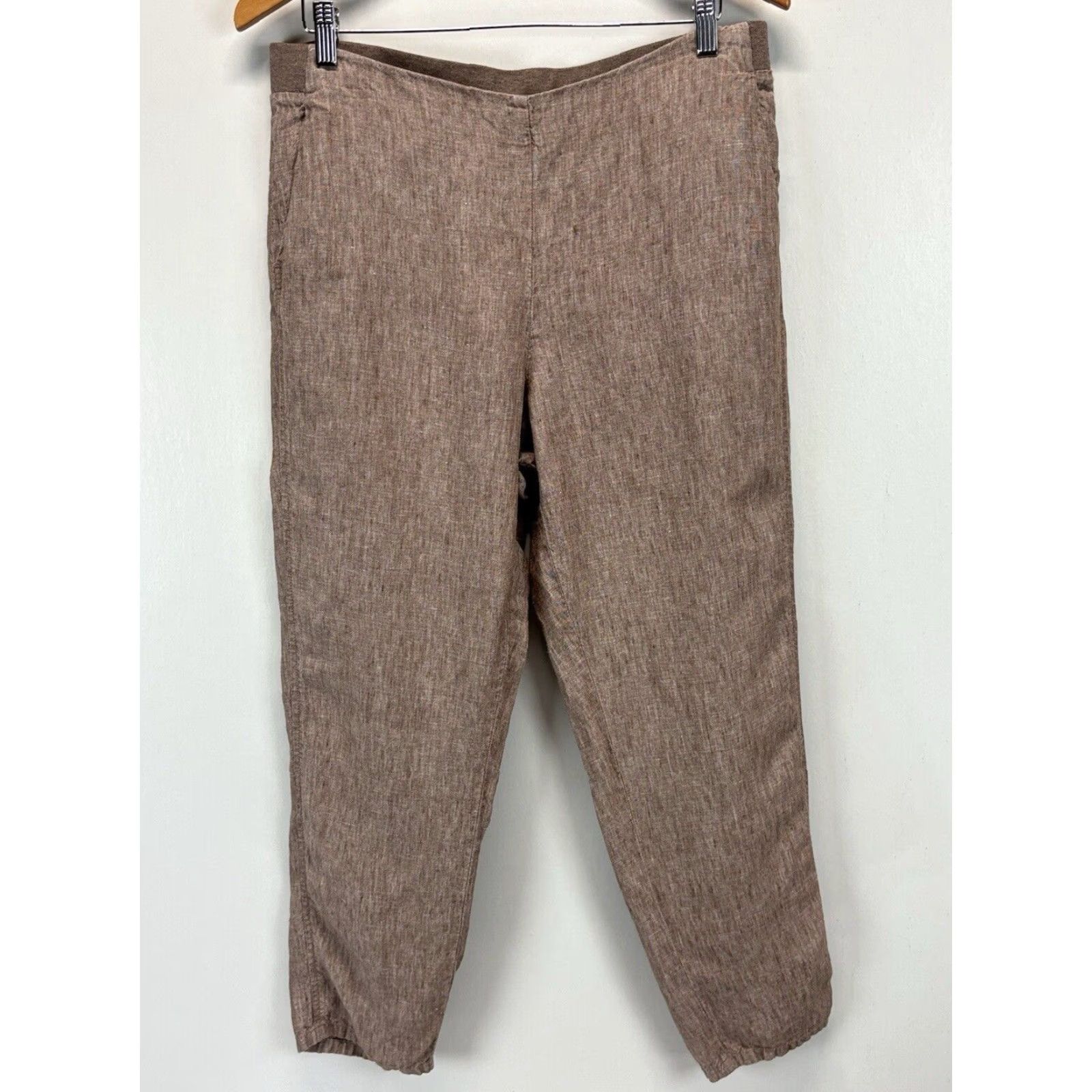 J. Jill VINTAGE? J. Jill Love Linen Pants Sz Medium Brown Pull On Lagenlook Casual Woman Pants Regular Brown Linen Tapered Lagenlook ALL? Size 32" / US 10 / IT 46 - 2 Thumbnail