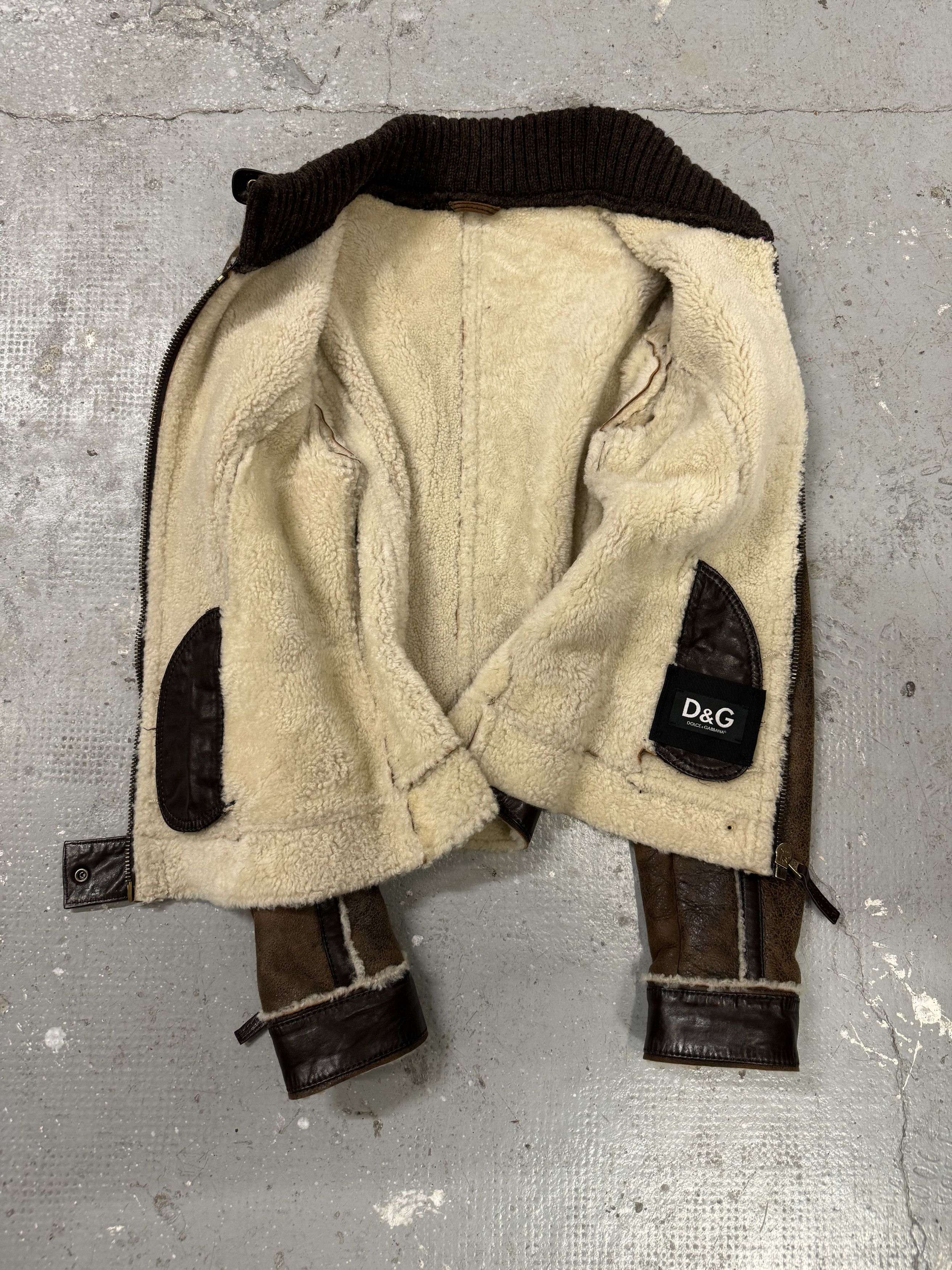 Dolce & Gabbana × Vintage FW2010 Dolce & Gabbana Brown Faded Shearling Leather Jacket Size S / US 4 / IT 40 - 9 Thumbnail