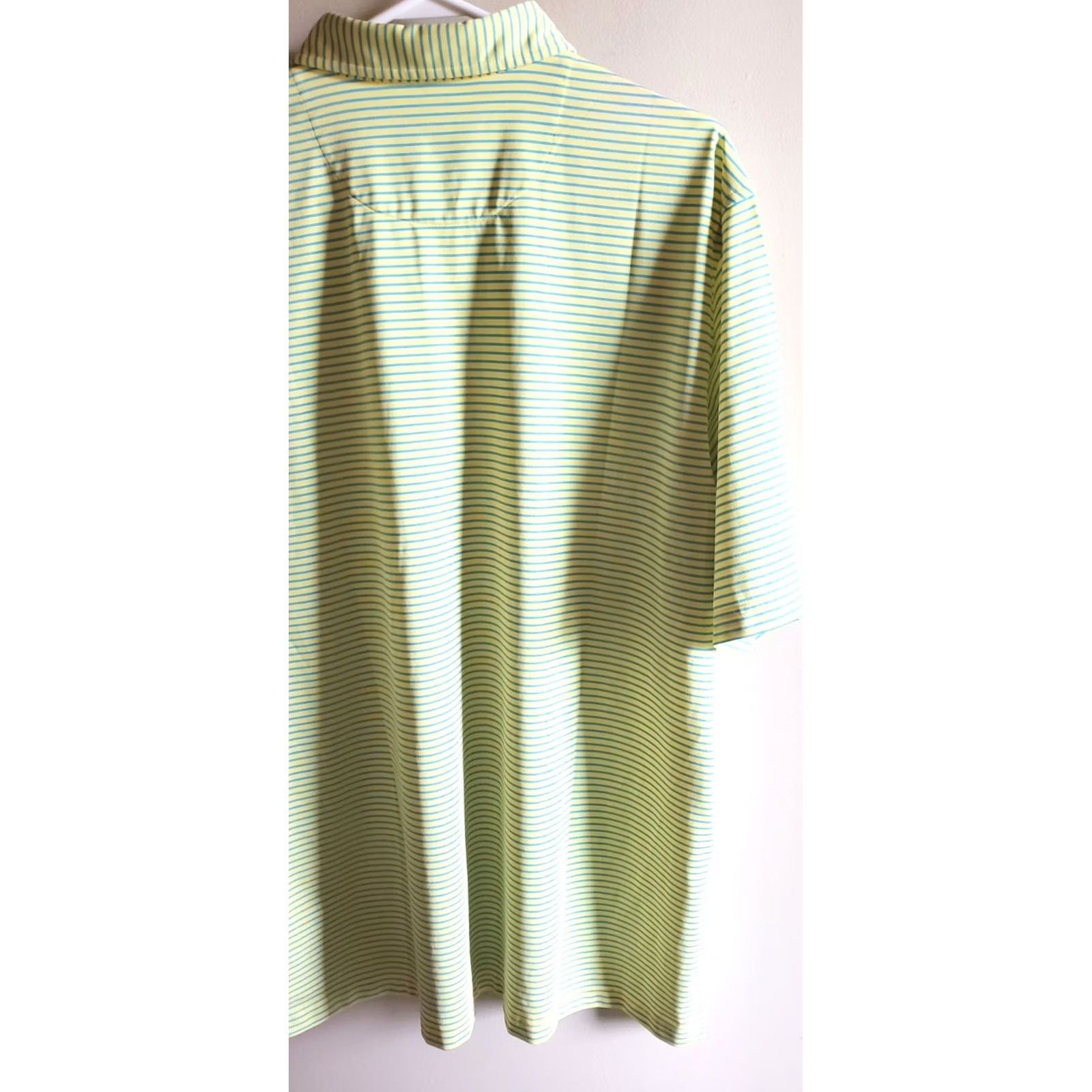 Vintage Donald Ross Mens L Polo Golf Short Sleeve Shirt Neon Yellow with Blue Stripes Size US L / EU 52-54 / 3 - 7 Thumbnail