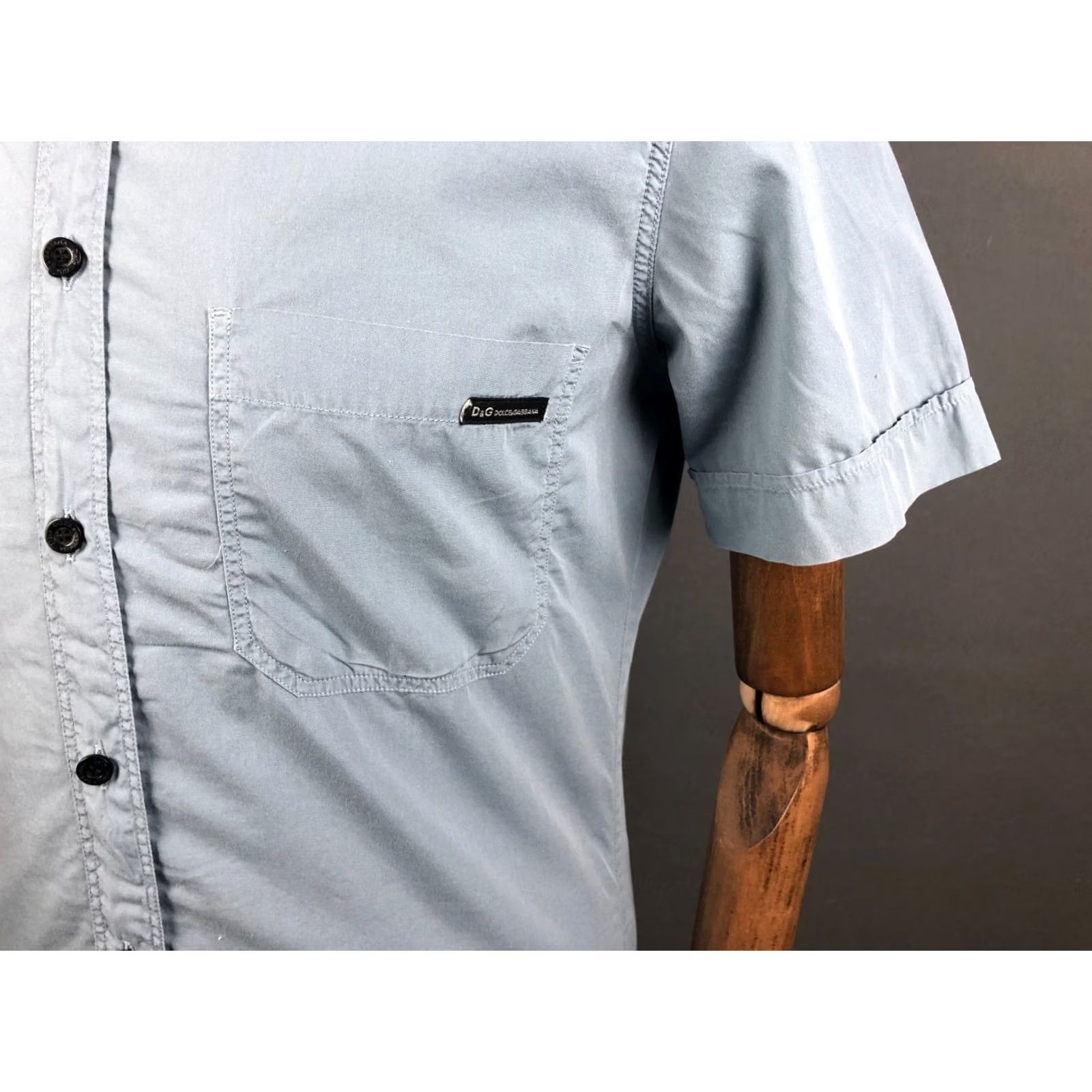 Dolce & Gabbana Dolce&Gabbana Shirt Men M Blue Cotton Short Sleeve Button-Up Casual Collared Left Chest Pocket Branded Label Size US M / EU 48-50 / 2 - 6 Thumbnail