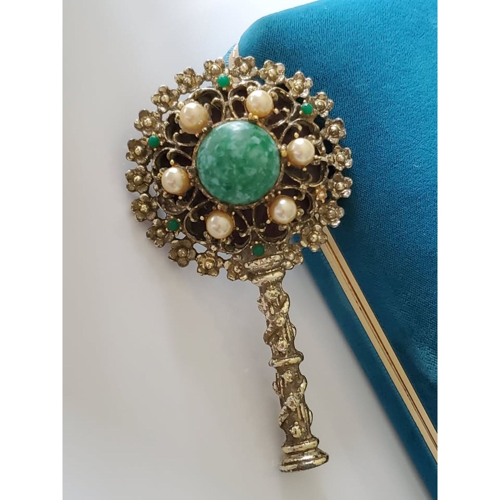 Other Vintage Sam Fink SF Ornate Mini Hand Mirror Faux Size ONE SIZE - 1 Thumbnail