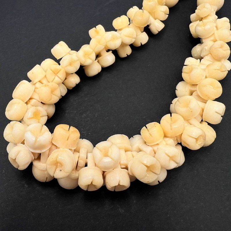 Vintage Vintage Hand-Carved Floral Bead Necklace Natural Organic Size ONE SIZE - 3 Thumbnail