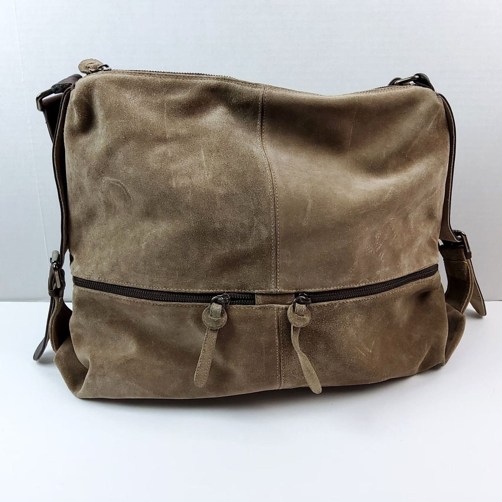 Donald Pliner Donald J Pliner Suede Leather Hobo Bag Purse Women Brown Leather Lining 18x15x5 Size ONE SIZE - 2 Thumbnail