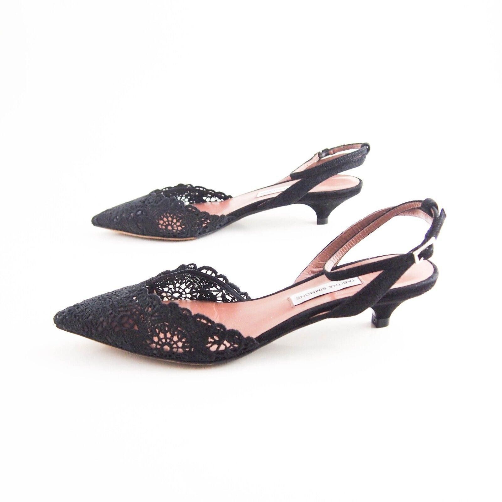 Designer Tabitha Simmons Sandals Black Lace Suede US 7 EU 37 Size US 7 / IT 37 - 2 Thumbnail
