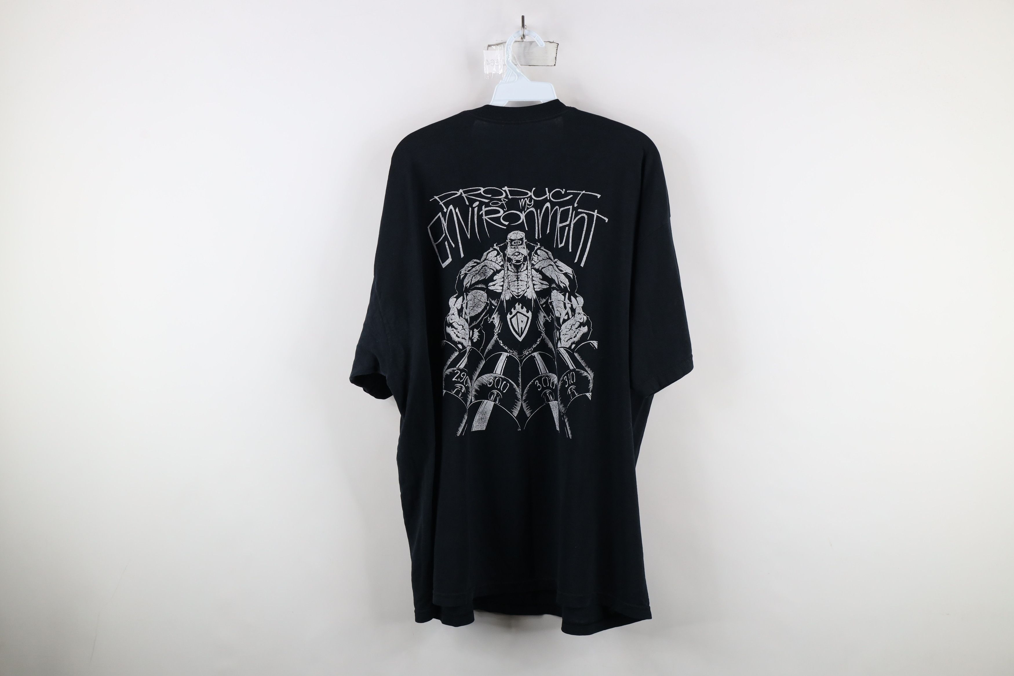 Vintage Vintage Streetwear Flames Iron Asylum Weightlifting T-Shirt Size US XXL / EU 58 / 5 - 12 Thumbnail