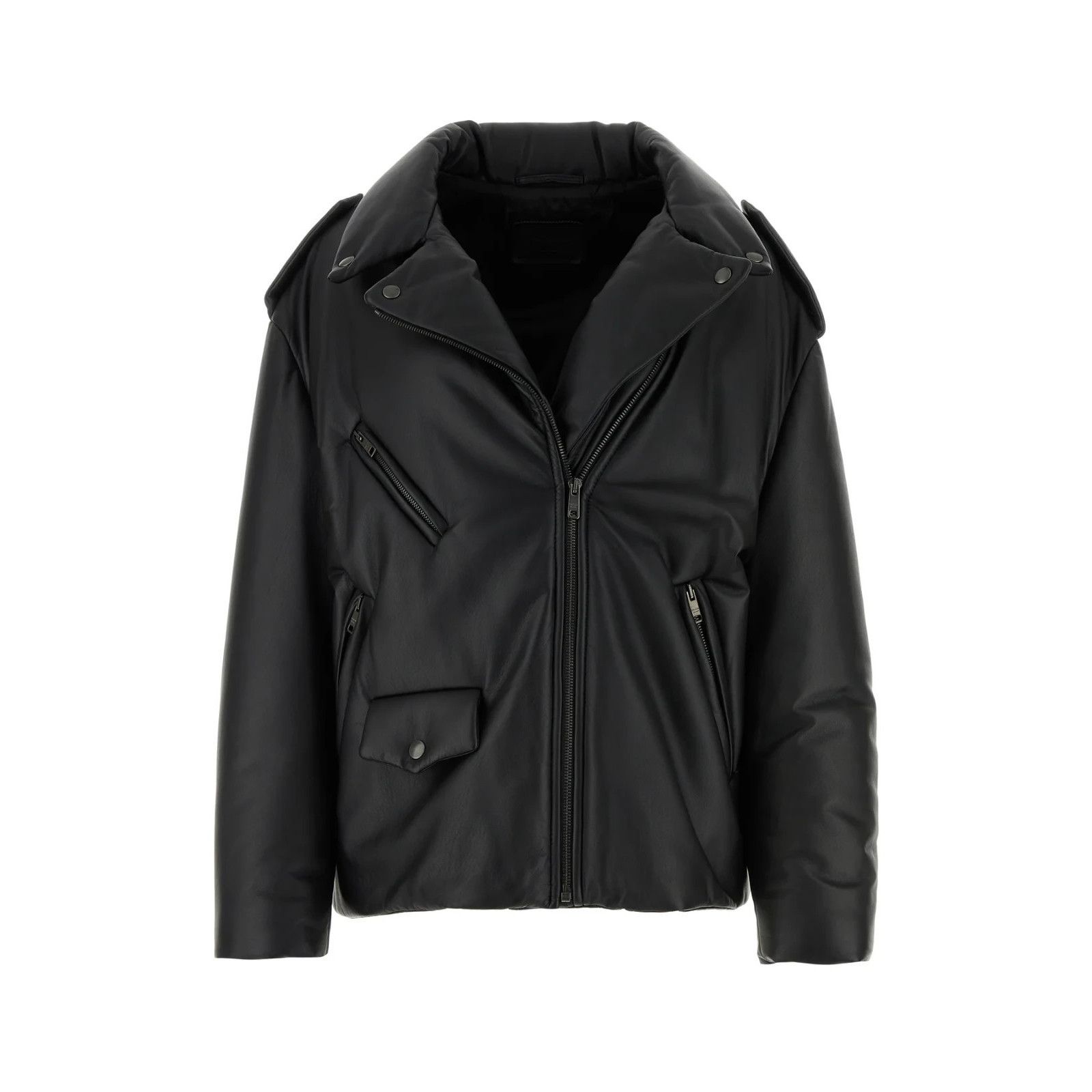 Prada PRADA Black Leather Padded Jacket New And Authentic (Women's Size S / US 4 / IT 40 - 1 Thumbnail