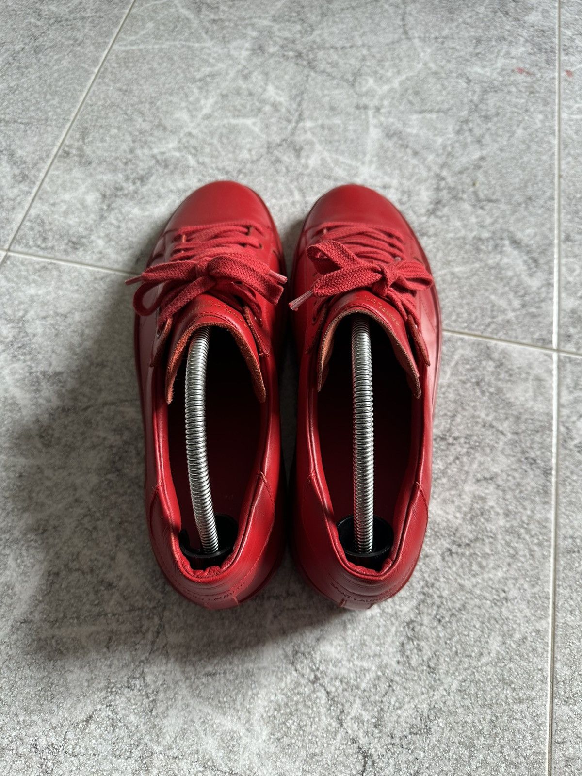 Saint Laurent Paris Saint Laurent SL01 Red Leather Low Sneakers Size US 9 / EU 42 - 7 Thumbnail