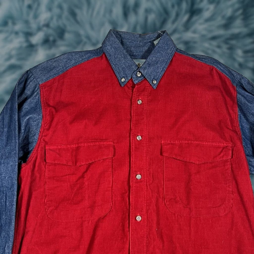 Vintage VINTAGE St. John's Bay Button-Down Shirt Denim Corduroy Red Large Mens M Long Sleeve Button-Up Shirt Size US M / EU 48-50 / 2 - 1 Thumbnail