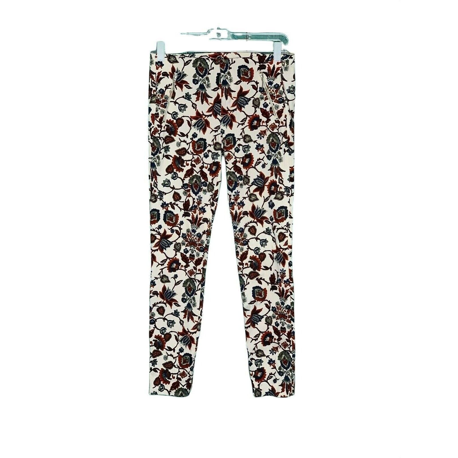 Zara Zara white red floral ankle jeggings pants size S Size 30" / US 8 / IT 44 - 6 Thumbnail