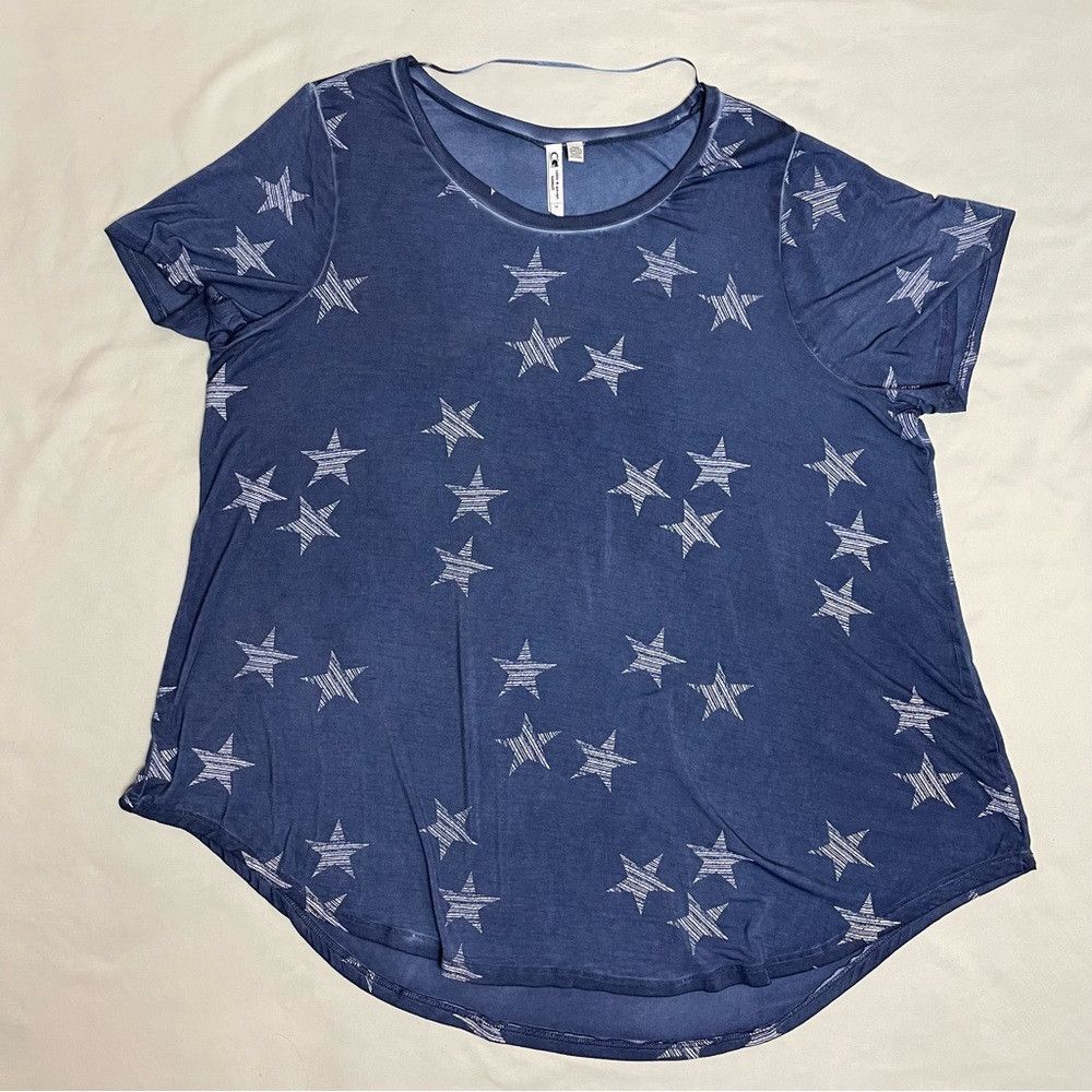 Other NWT New Cable & Gauge Viscose Blue Star Top T-Shirt Size 1X Size XL / US 12-14 / IT 48-50 - 5 Thumbnail