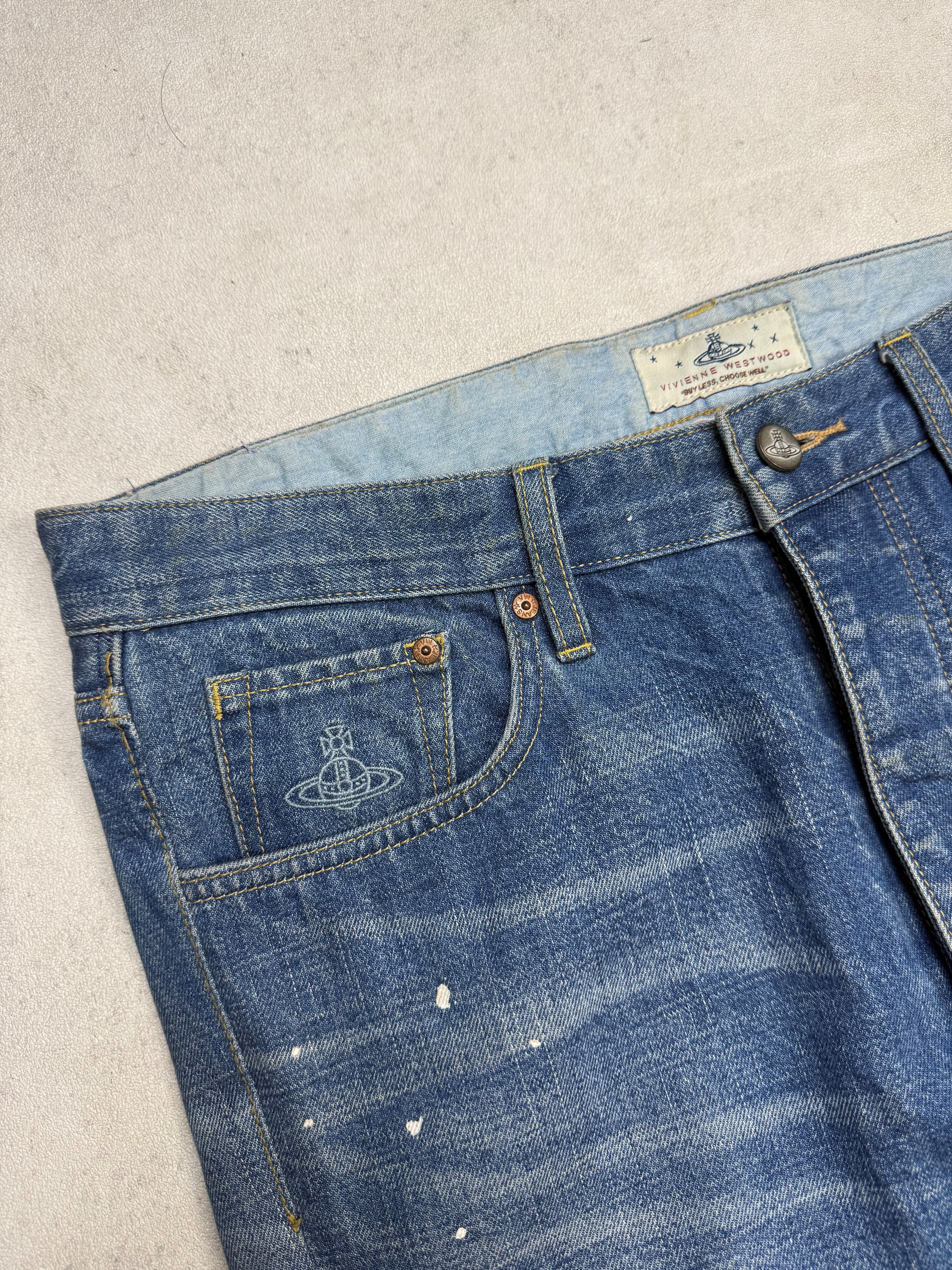 Vivienne Westwood Vivienne Westwood Orb Logo Denim Paint Splatter Size US 34 / EU 50 - 7 Thumbnail