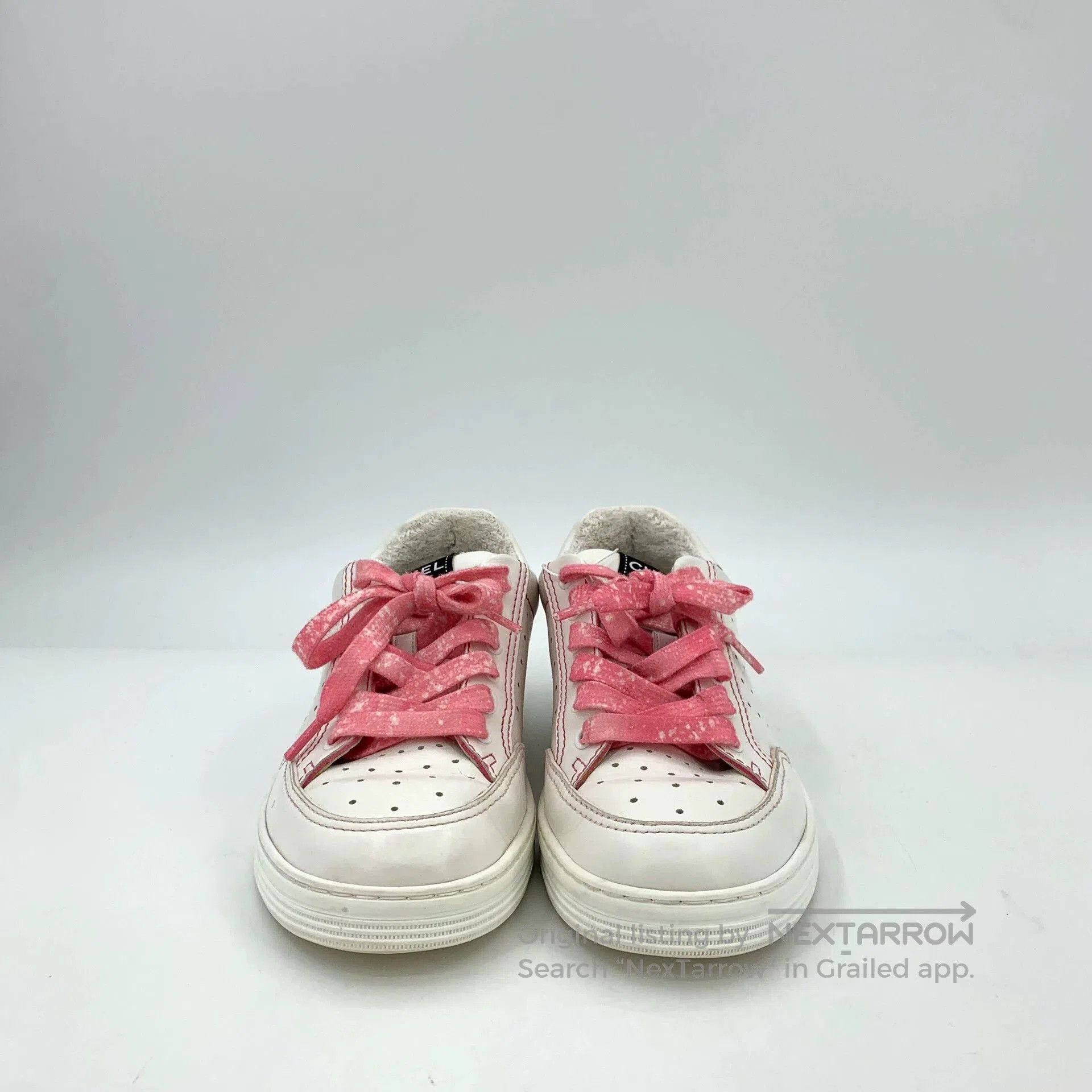 Chanel Chanel Low-Top Pink White Sneakers. Size US 7 / EU 40 - 3 Thumbnail