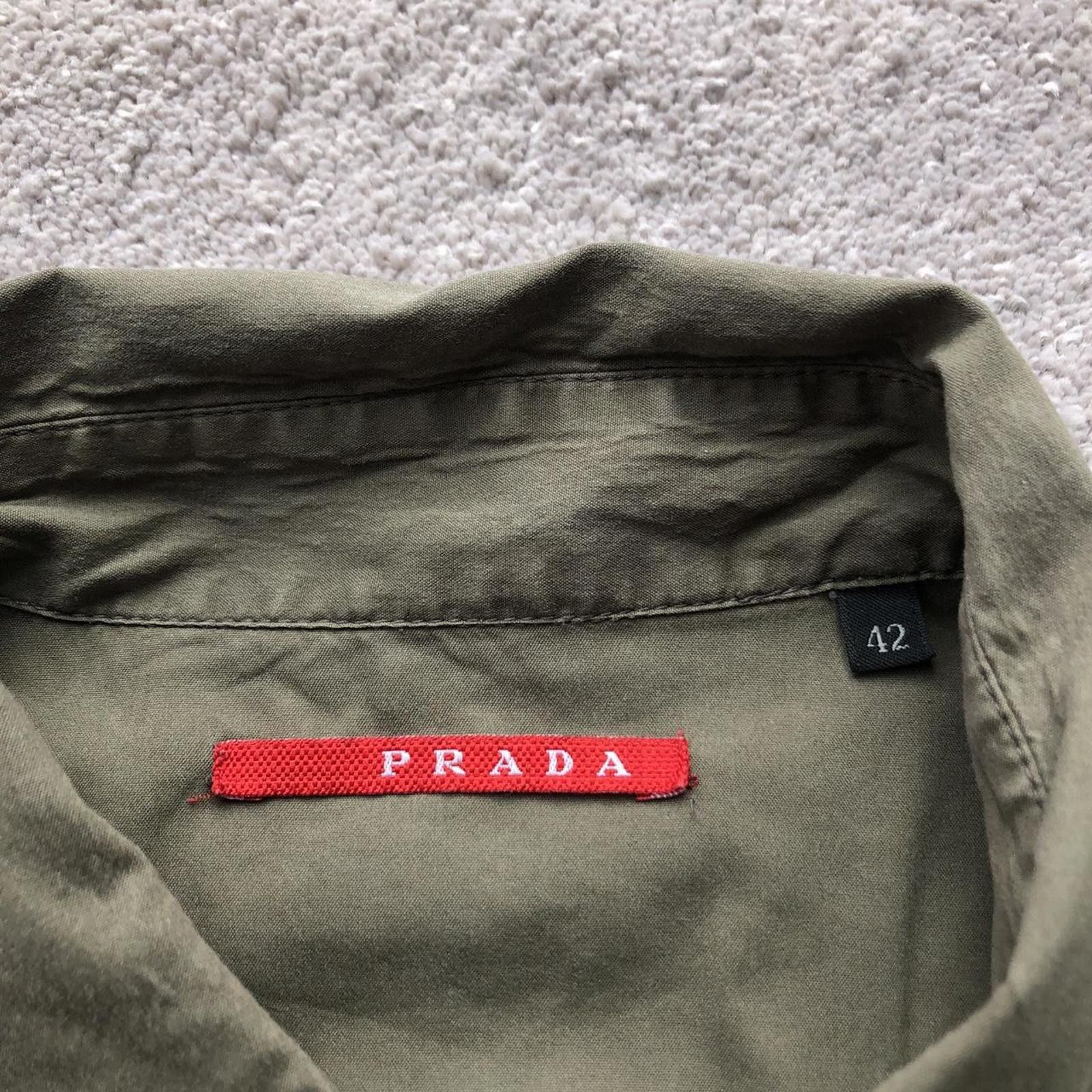 Prada Vintage Prada Khaki Short Sleeve Button Up Shirt Size US L / EU 52-54 / 3 - 3 Thumbnail