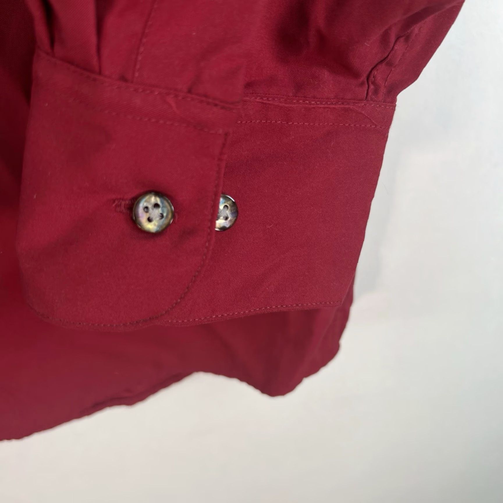 Geoffrey Beene Geoffrey Beene Button-Up Shirt Mens Regular Maroon 50in Chest Long Sleeve Polyester Knit Solid Vintage Small Size US XL / EU 56 / 4 - 2 Thumbnail