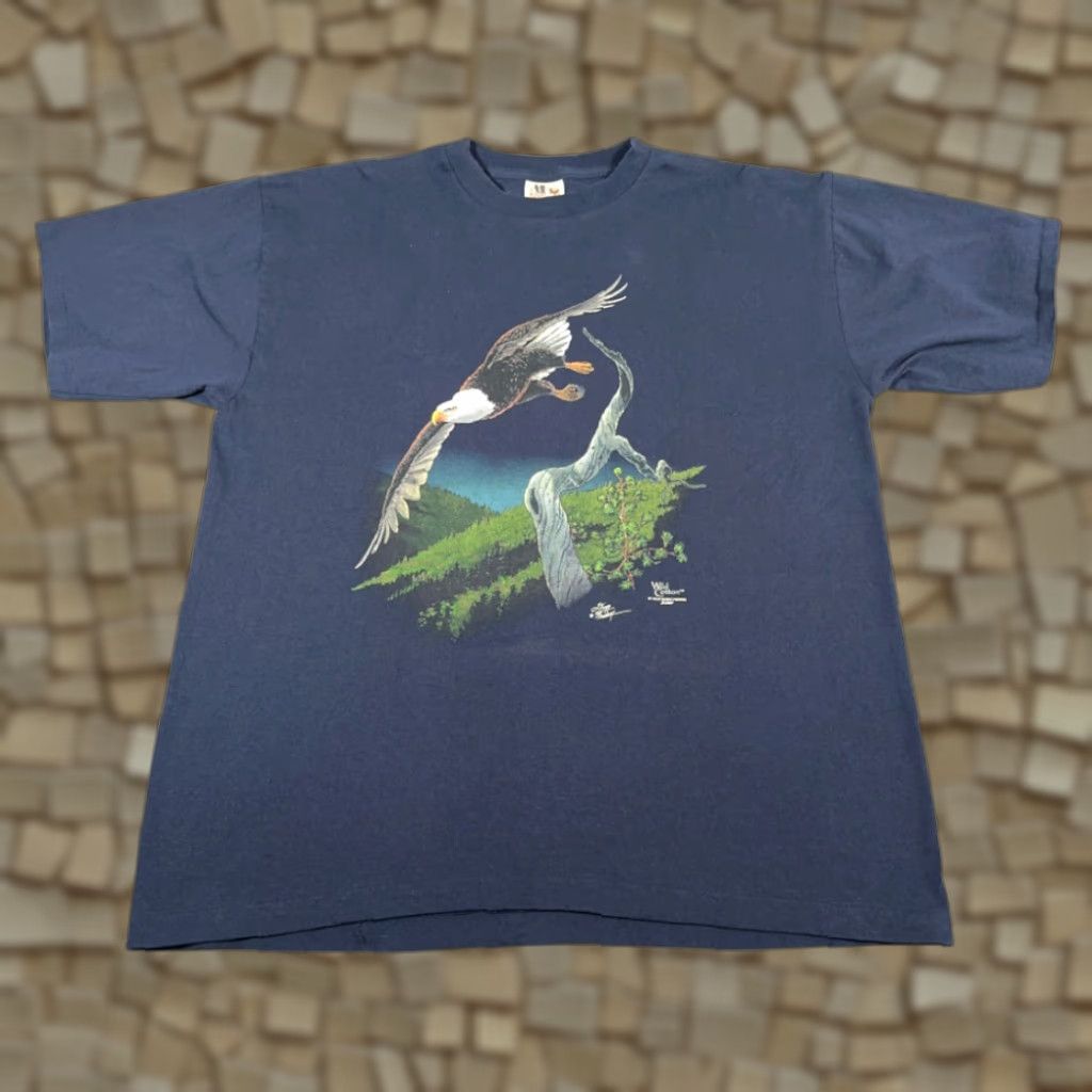 Vintage VINTAGE Wild Cotton Eagle Shirt Adult XL Blue USA 90s Nature Animals Manatee Art Y2K Size US XL / EU 56 / 4 - 1 Thumbnail