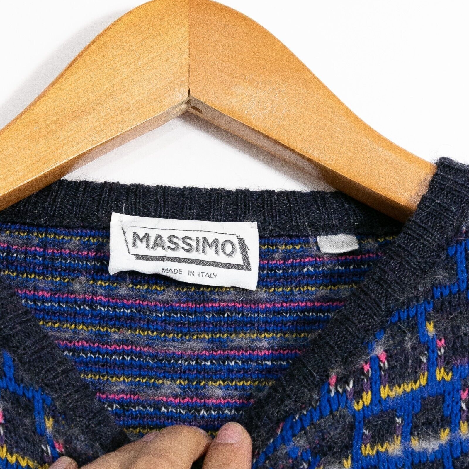 Vintage Vintage Italian Speckled Abstract Pattern Wool Sweater Large Size US L / EU 52-54 / 3 - 4 Thumbnail