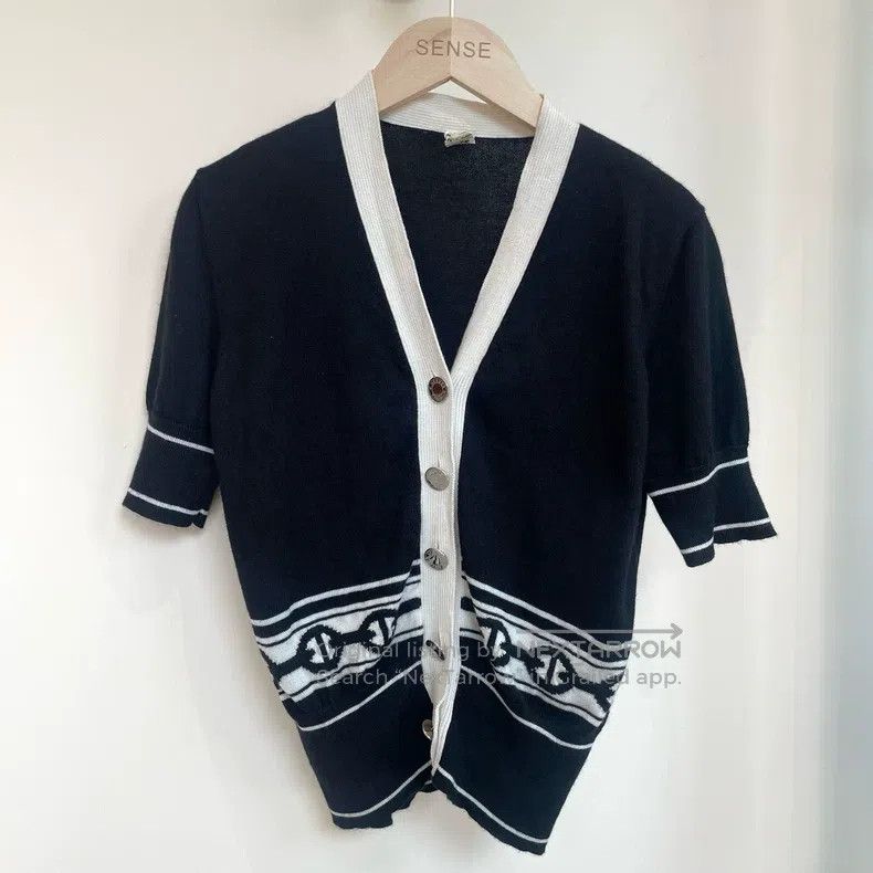 Hermes Hermes Knit Cardigan Short-Sleeve - Black and White with C Size XS / US 0-2 / IT 36-38 - 1 Thumbnail
