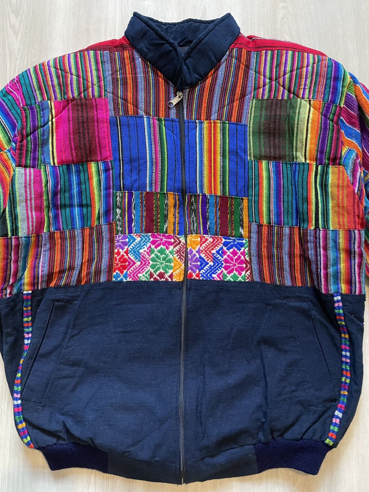 Vintage Vintage Serape Patchwork Quilted Bomber Jacket Ethnic sz L Size US L / EU 52-54 / 3 - 2 Thumbnail