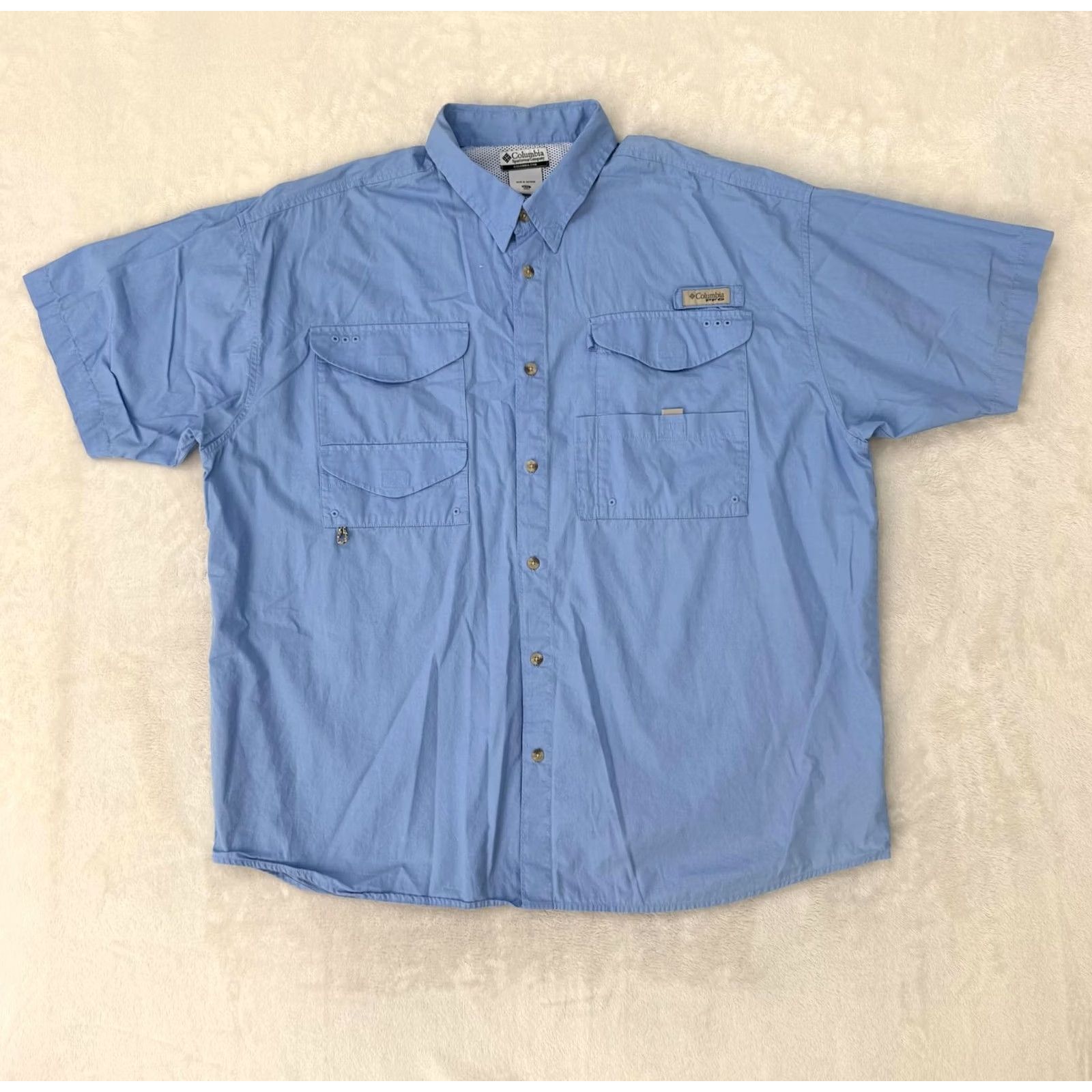 Vintage Columbia PFG Shirt Mens 2XL Blue Button-Up Short Sleeve Fishing Vented Outdoor Casual Summer Size US XXL / EU 58 / 5 - 2 Thumbnail