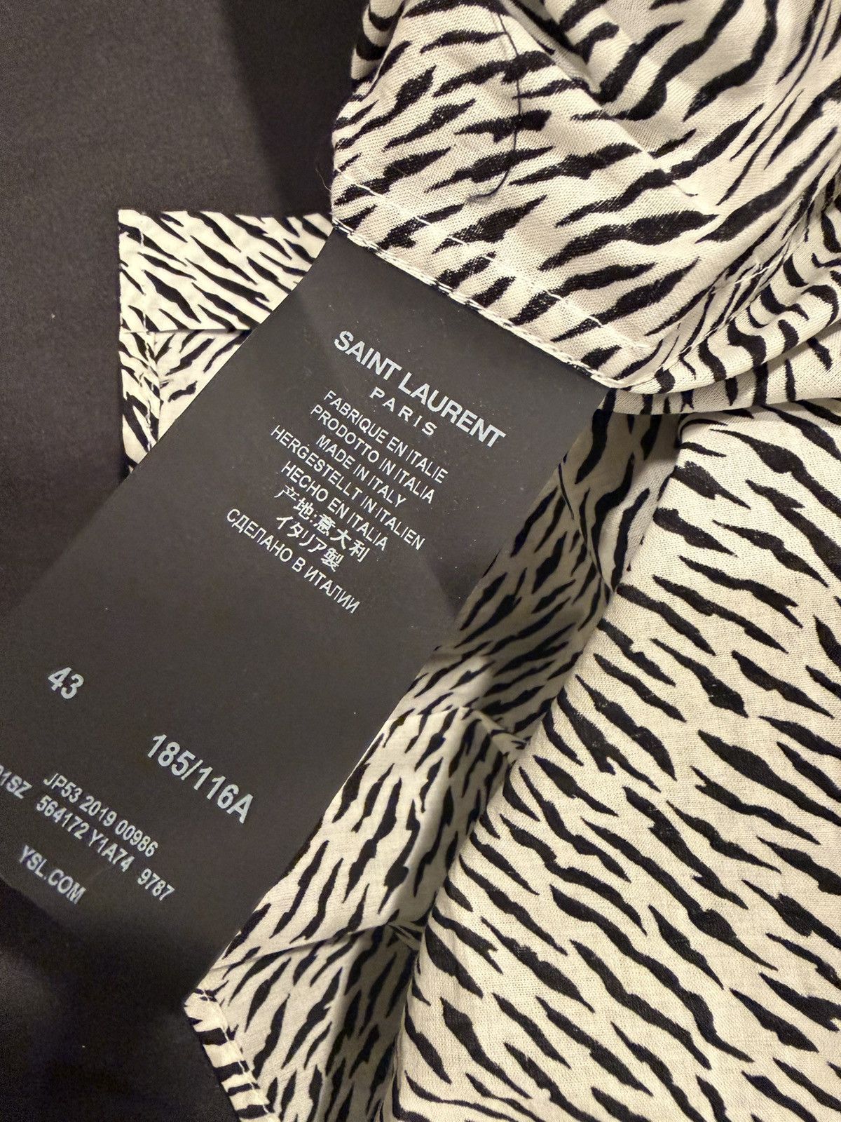 Saint Laurent Paris Saint Laurent men zebra print shirt. 17/43/XL. $890 Size US XL / EU 56 / 4 - 3 Thumbnail