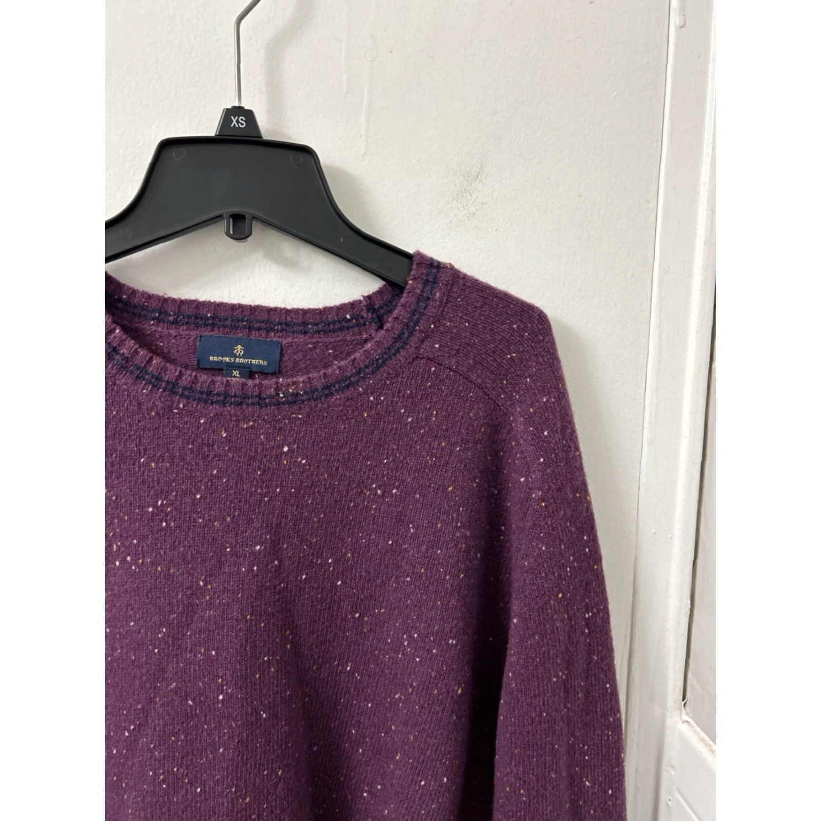 Brooks Brothers Brooks Brothers Sweater Mens XL Purple Lambswool Crewneck Pullover L/S, Tweed, Logo, Regular Fit Size US XL / EU 56 / 4 - 4 Thumbnail