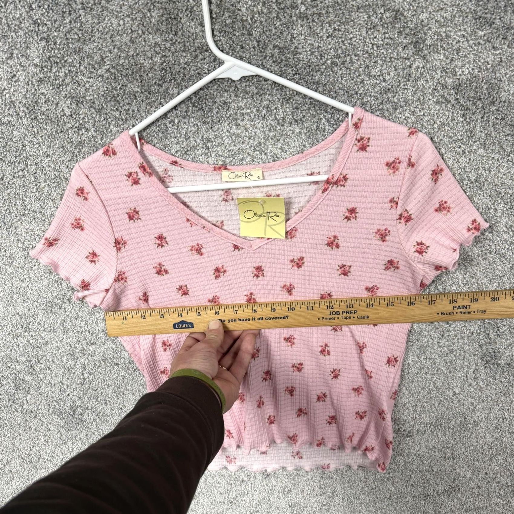 Vintage Olivia Rae T-Shirt M Floral Cropped Lettuce Trim Romantic Fairycore Coquette Size M / US 6-8 / IT 42-44 - 3 Thumbnail
