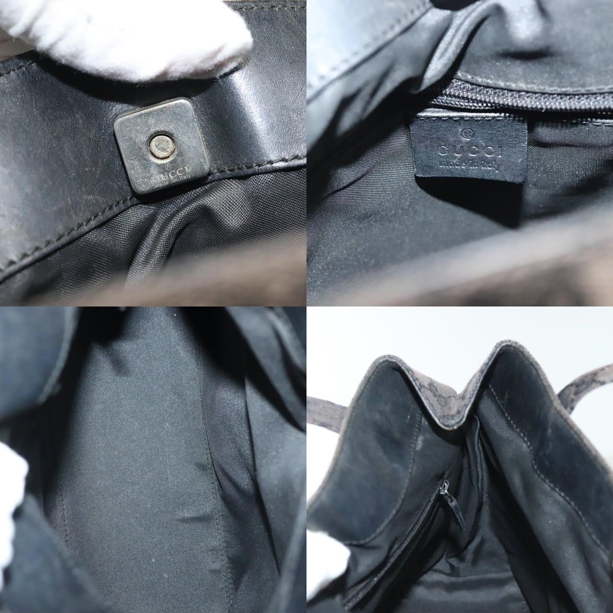 Gucci GUCCI GG Canvas Tote Bag Black Silver 002 1076 002 1076 Size ONE SIZE - 11 Thumbnail