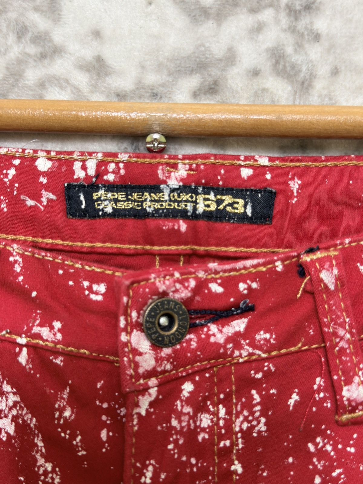 If Six Was Nine Pepe Jeans London Y2K Flare Pant Distressed Red Wash Size US 26 / EU 42 - 8 Thumbnail