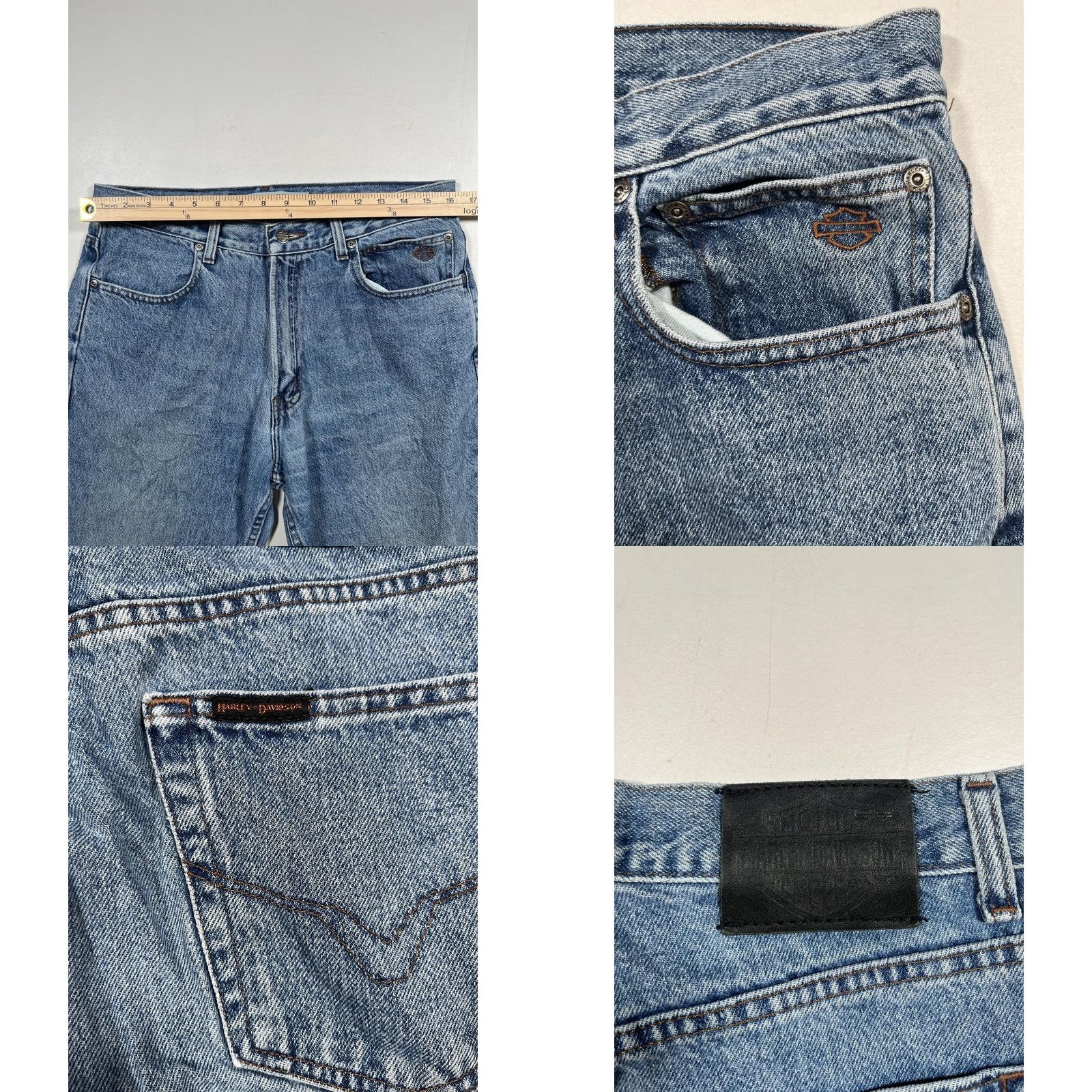 Harley Davidson Harley-Davidson Jeans Mens 34x30 Blue Medium Wash Denim Regular Straight Leg Size US 34 / EU 50 - 8 Thumbnail