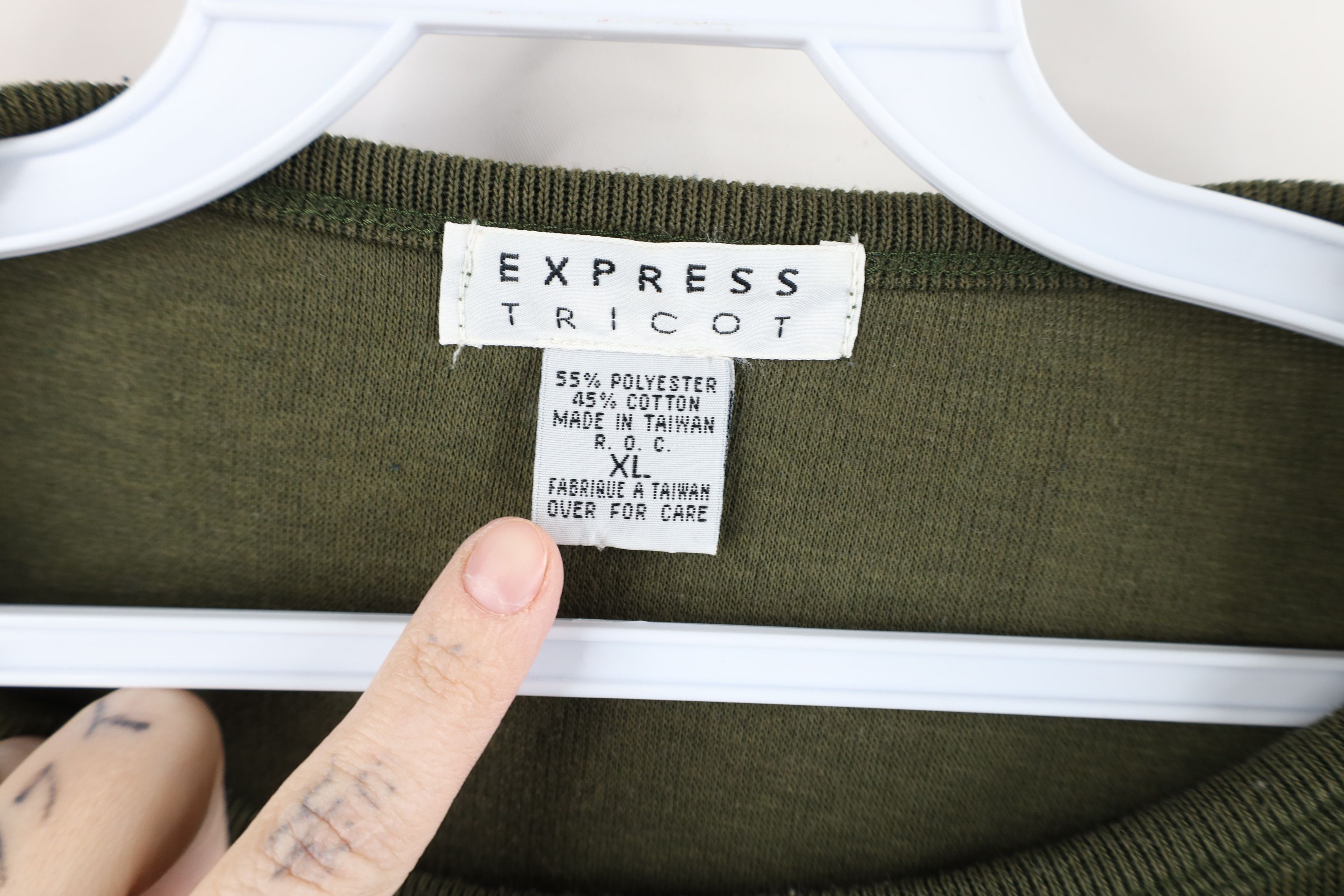 Express × Vintage Vintage 90s Express Thermal Ribbed Knit 3/4 Sleeve T-Shirt Size XL / US 12-14 / IT 48-50 - 4 Thumbnail