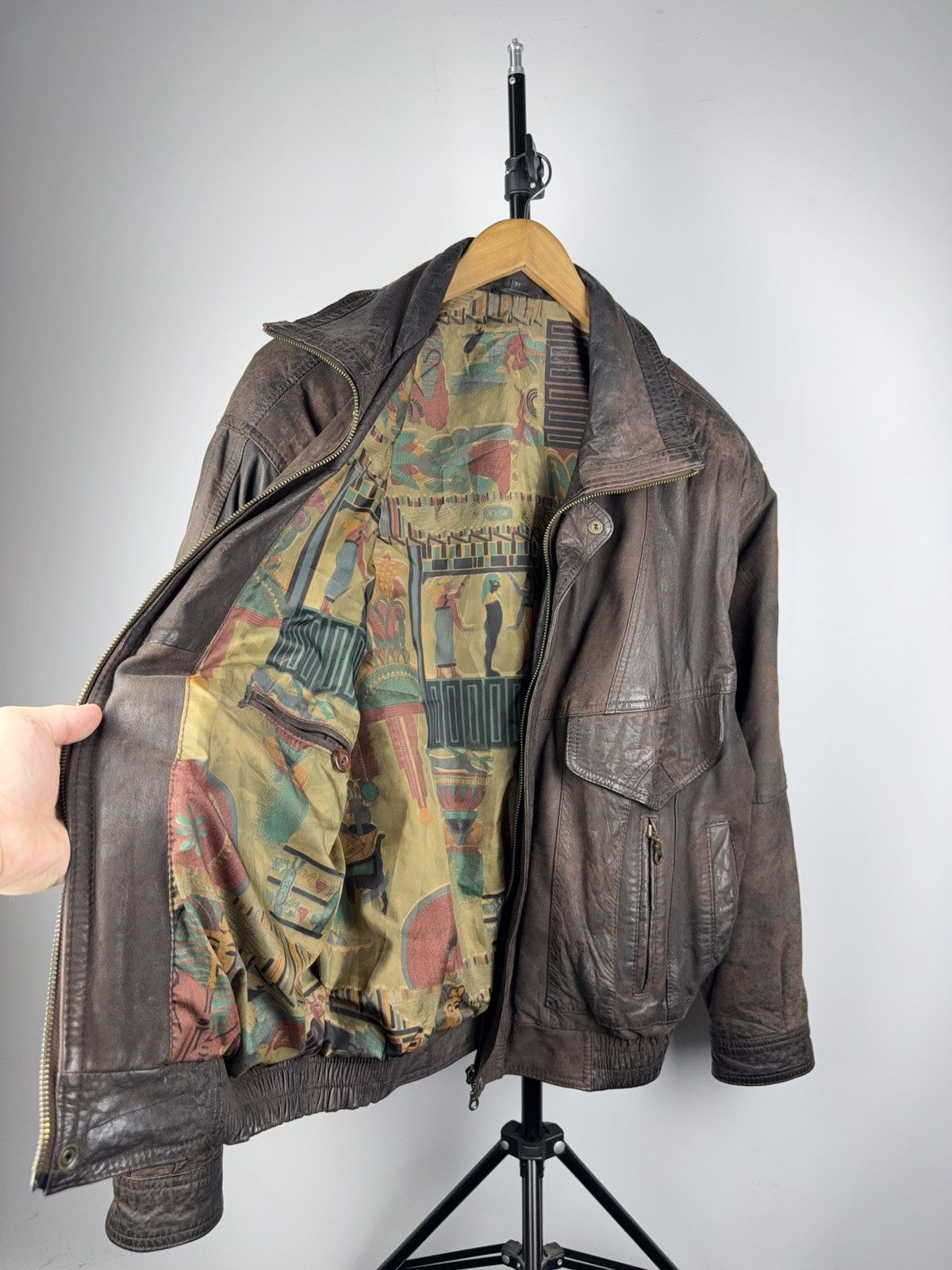 Leather Vintage Genuine Leather MOTO Bomber Jacket Rock Punk Rick Size US L / EU 52-54 / 3 - 6 Thumbnail
