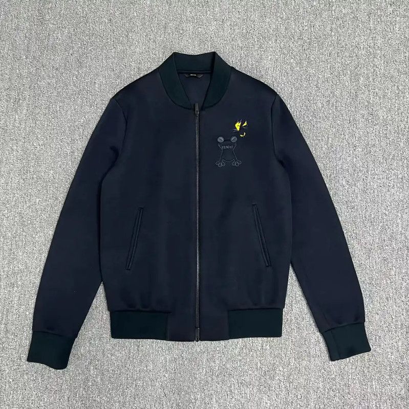 Fendi Fendi Black Cotton Logo Long Sleeve Jacket 0089 Size US XS / EU 42 / 0 - 1 Thumbnail
