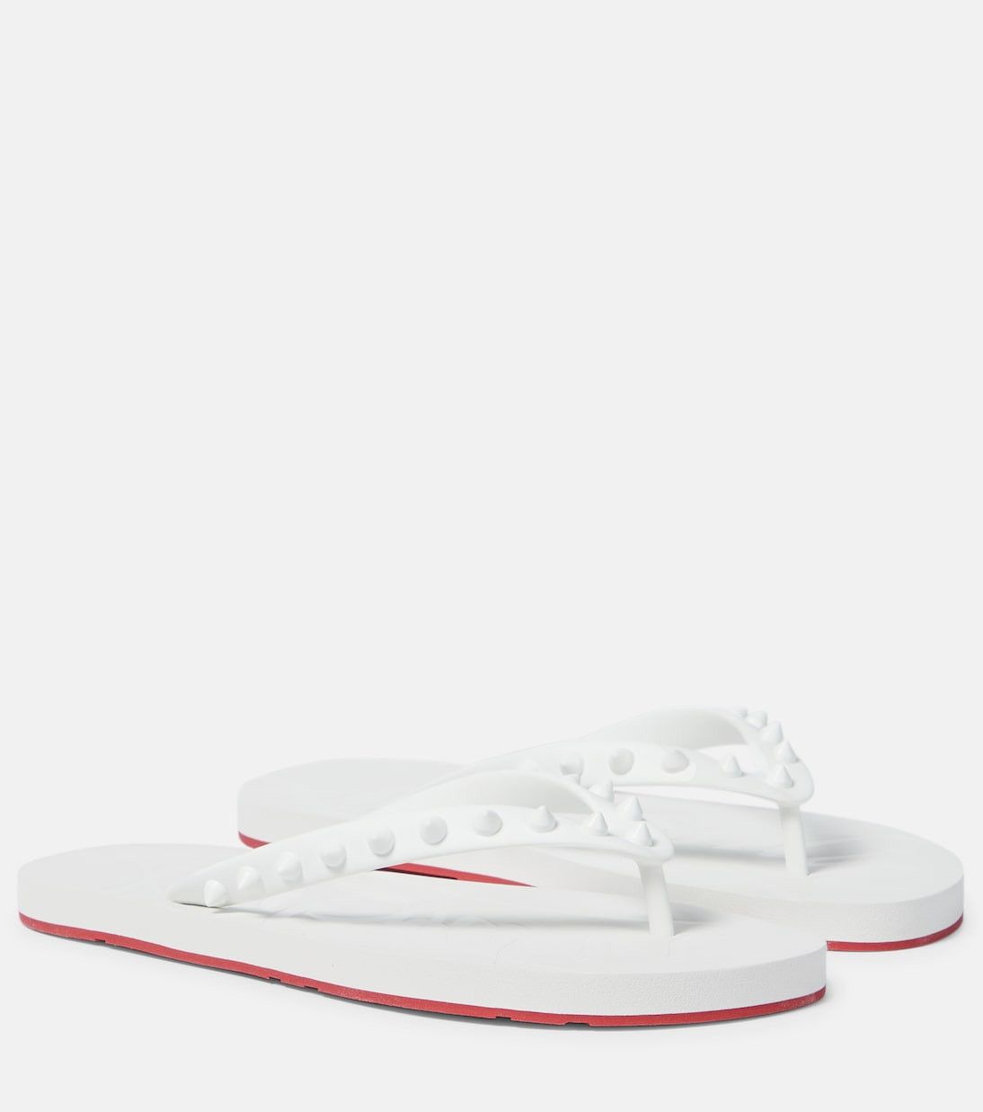 Christian Louboutin Super Loubi studded rubber flip flops in white Size US 12 / EU 45 - 1 Thumbnail