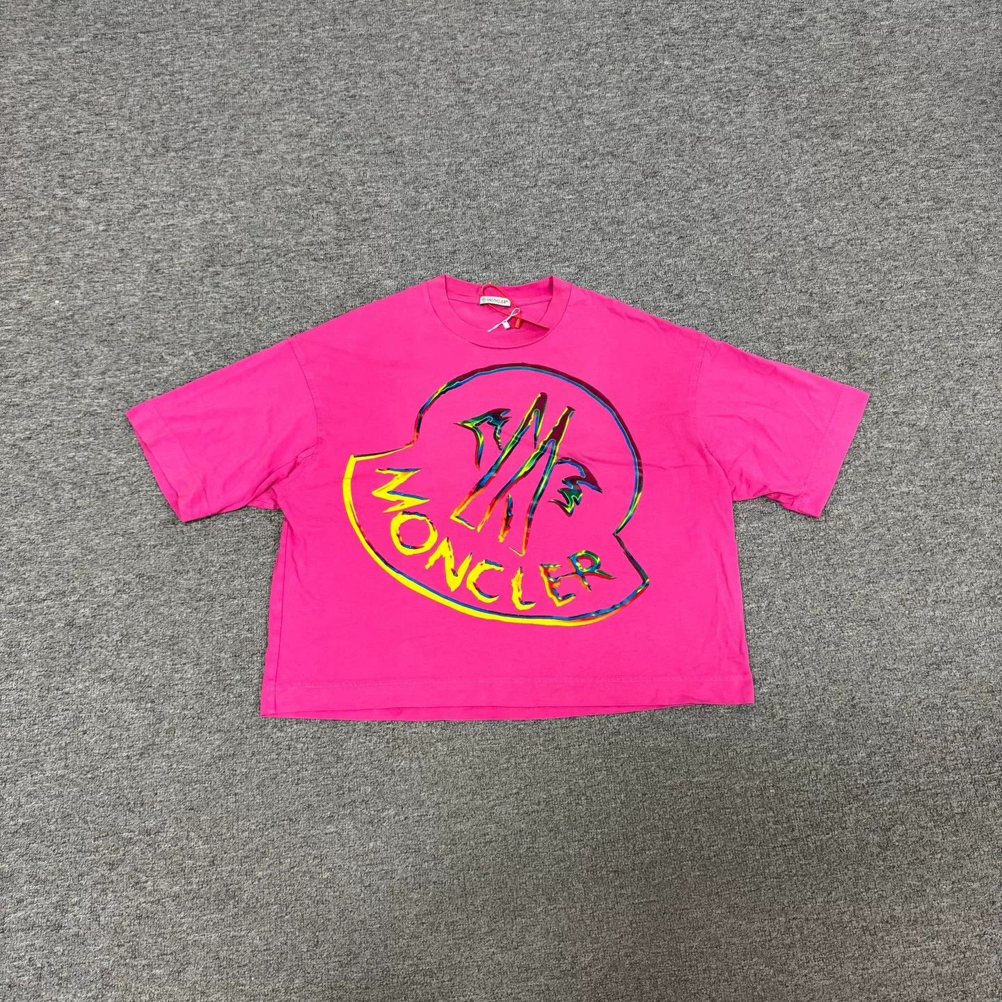 Moncler Moncler 23SS Rainbow Gradient Logo Pink T-shirt Size S / US 4 / IT 40 - 1 Thumbnail