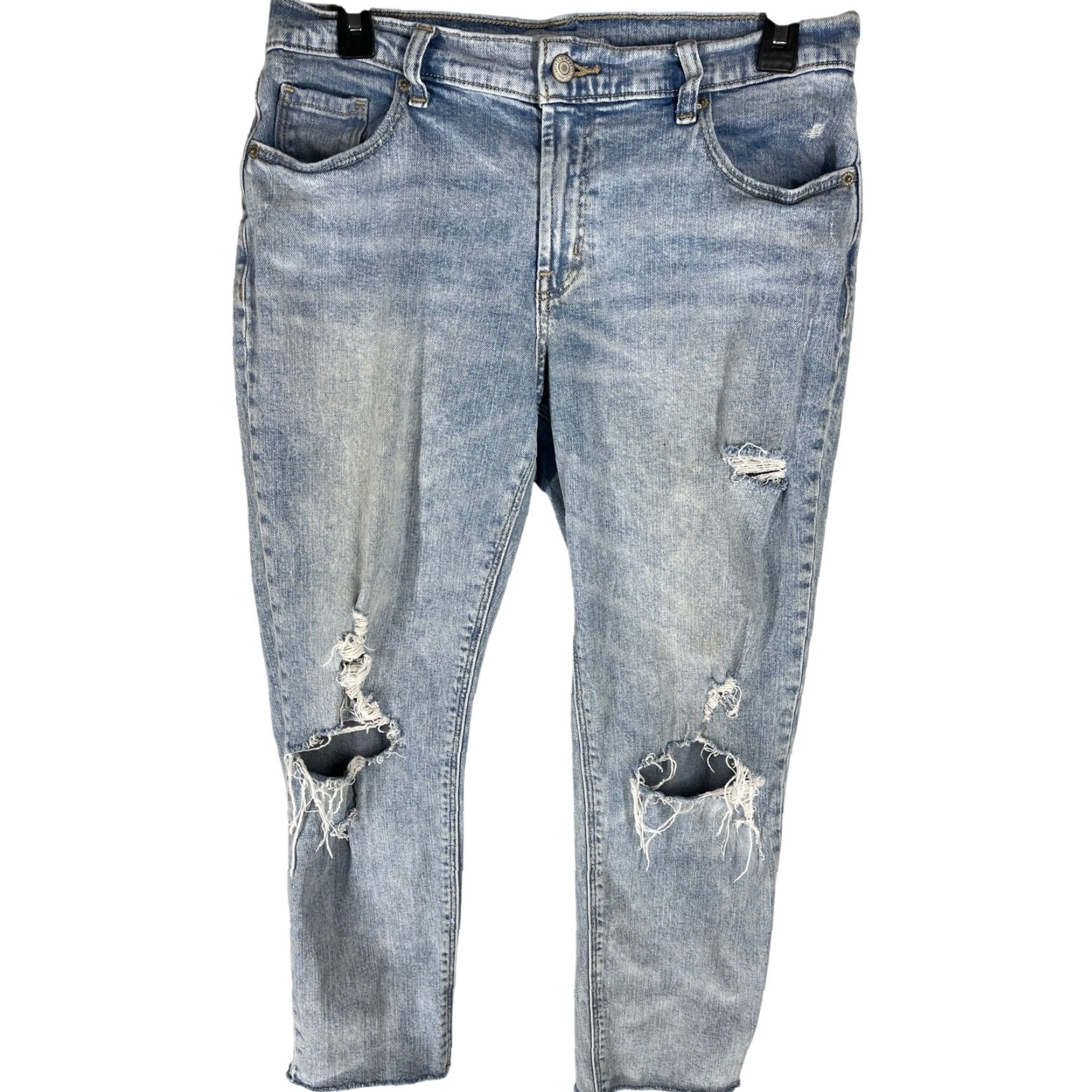 Old Navy Old Navy Jeans Size 4 Light Blue Denim Distressed Raw Hem 5-Pocket Belt Loops Mid Rise Regular Fit 26in Inseam Women Streetwear Jeans Size 30" / US 8 / IT 44 - 2 Thumbnail