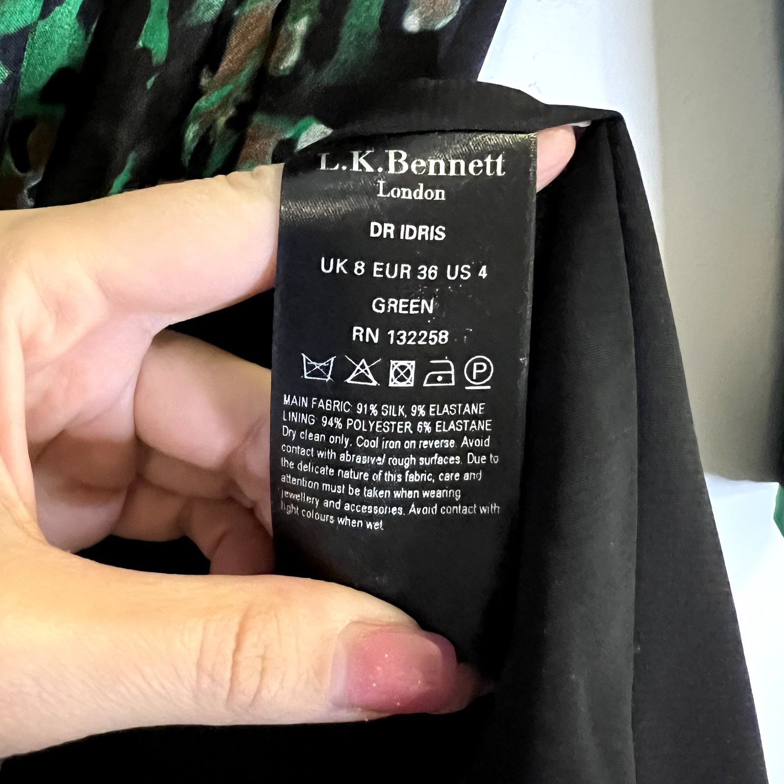 LK Bennett L.K. Bennett London Idris long sleeve silk mini dress green Size S / US 4 / IT 40 - 4 Thumbnail