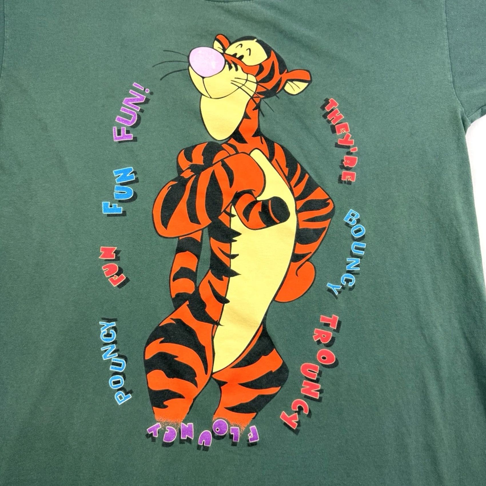 Disney VINTAGE Disney Store Tigger Sleep T Shirt Adult OSFA Disney World 90s Pooh Shirt Mens Green Cotton Short Sleeve Crew Neck 90s Cartoon Size US M / EU 48-50 / 2 - 2 Thumbnail