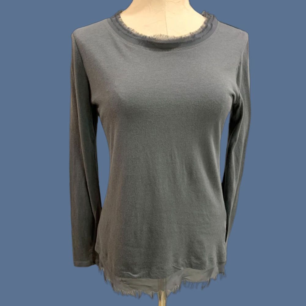 Logo 7 LOGO Lori Goldstein Gray Knit Shirt Long Sleeve T-Shirt Womens M Medium Spin Size M / US 6-8 / IT 42-44 - 1 Thumbnail