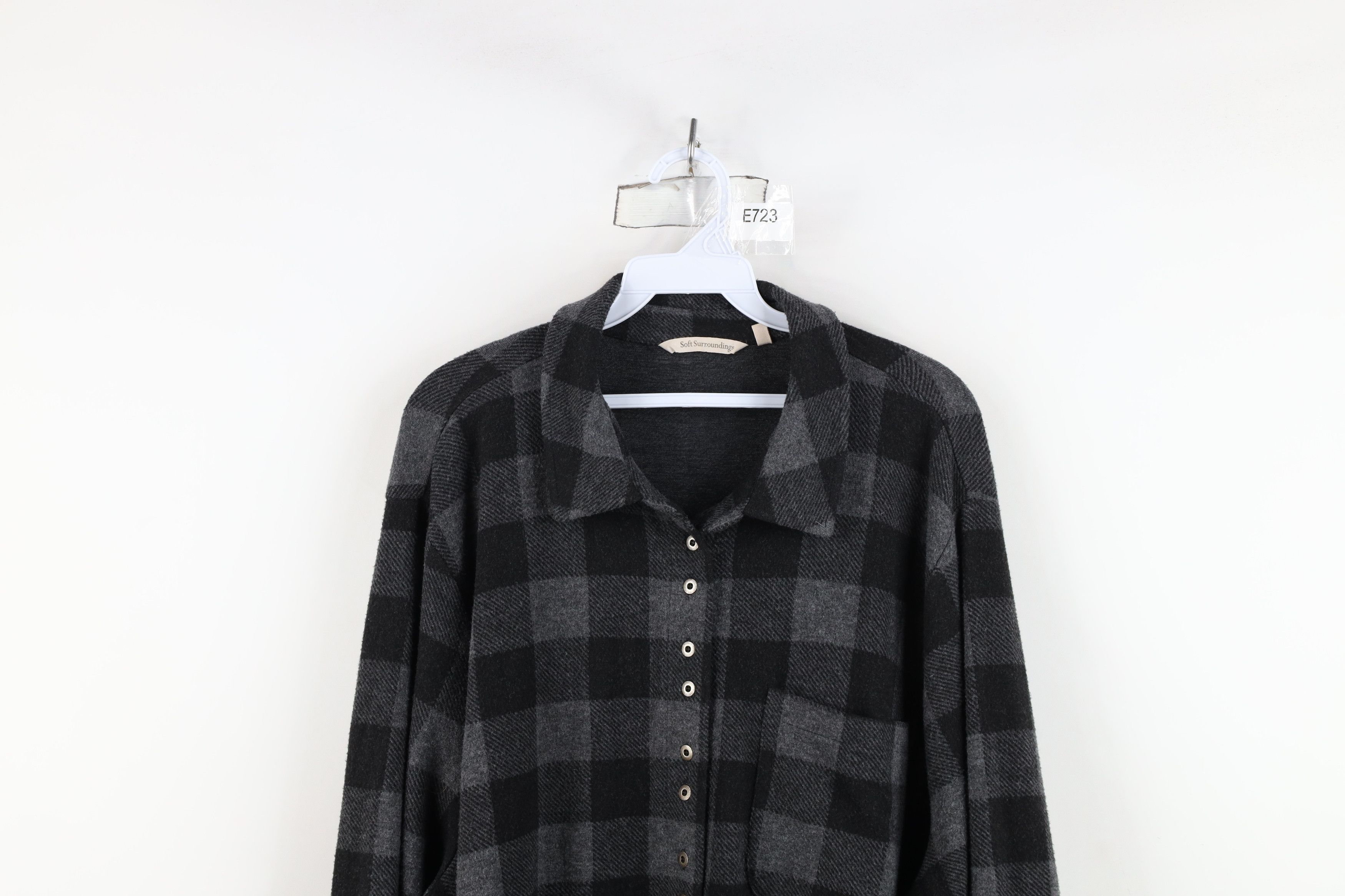 Soft Surroundings Soft Surroundings Collared Fleece Henley Tunic Sweater Plaid Size 3XL / US 20-22 - 2 Thumbnail