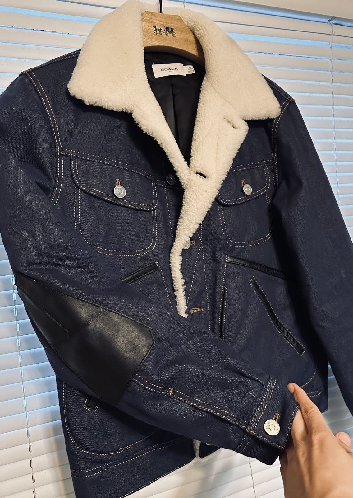 Coach Coach Elbow Patch Denim Shearling Jacket Size US M / EU 48-50 / 2 - 8 Thumbnail