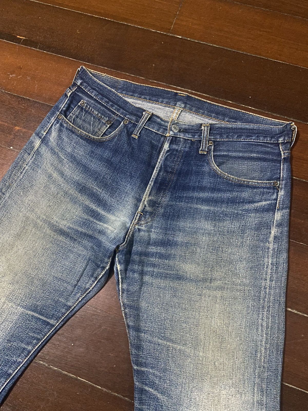 Denime Vintage 90s DENIME JAPAN Distress Mud Denim Selvedge Jeans Size US 36 / EU 52 - 7 Thumbnail