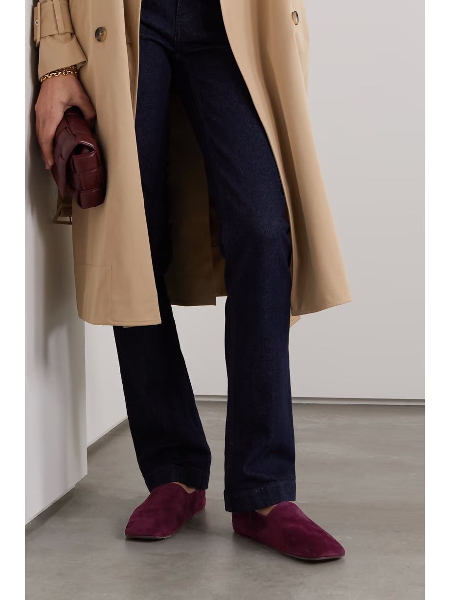 Loro Piana o1srvl11e0225 Gravina suede Slippers in Plum Size US 11 / IT 41 - 2 Thumbnail