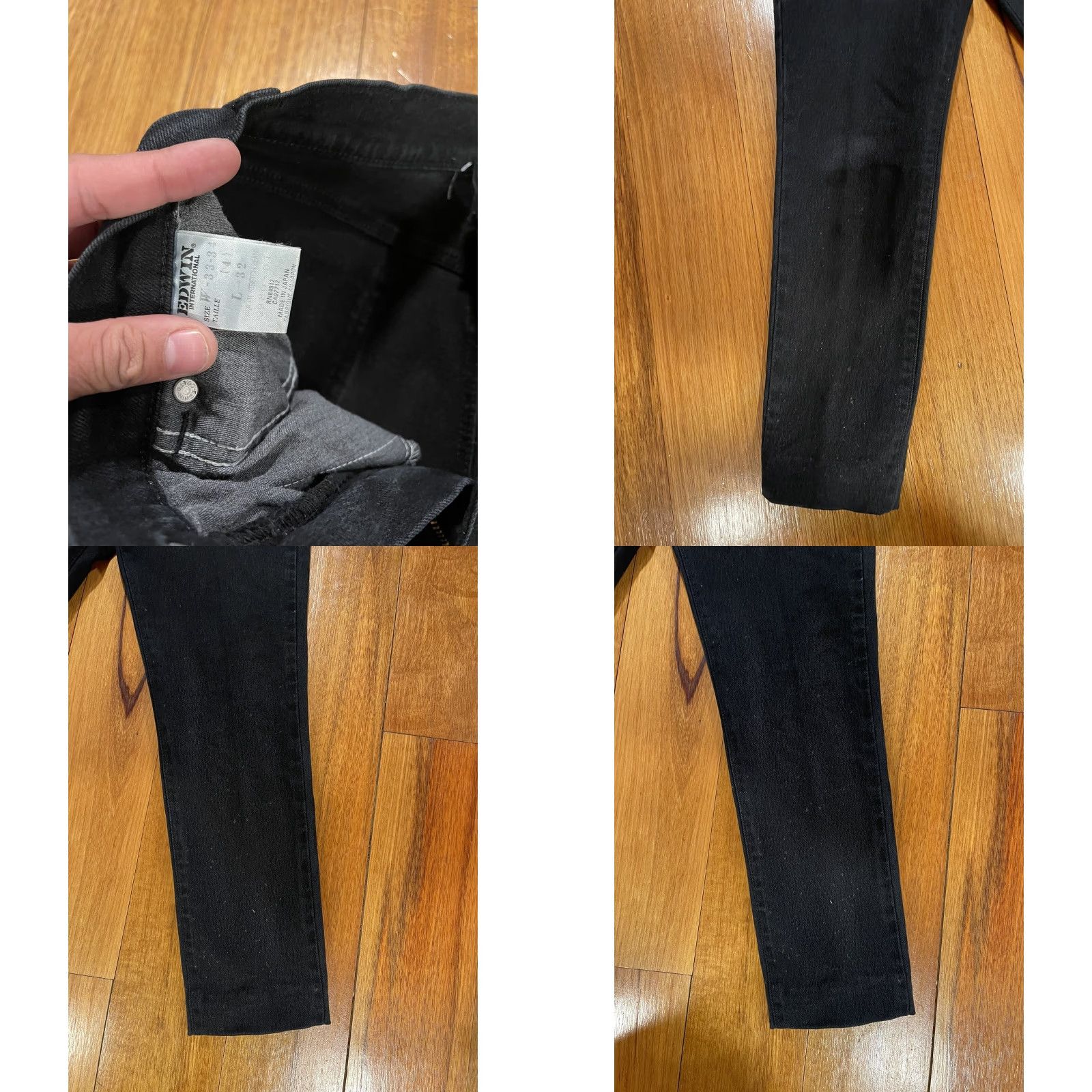 Edwin EDWIN Denim Men’s Japan Super Fit Stretch Jeans W33-34 L32 Regular Slim Straight 5-Pocket Black Vintage No 9980-01 Mens Size US 31 - 8 Thumbnail