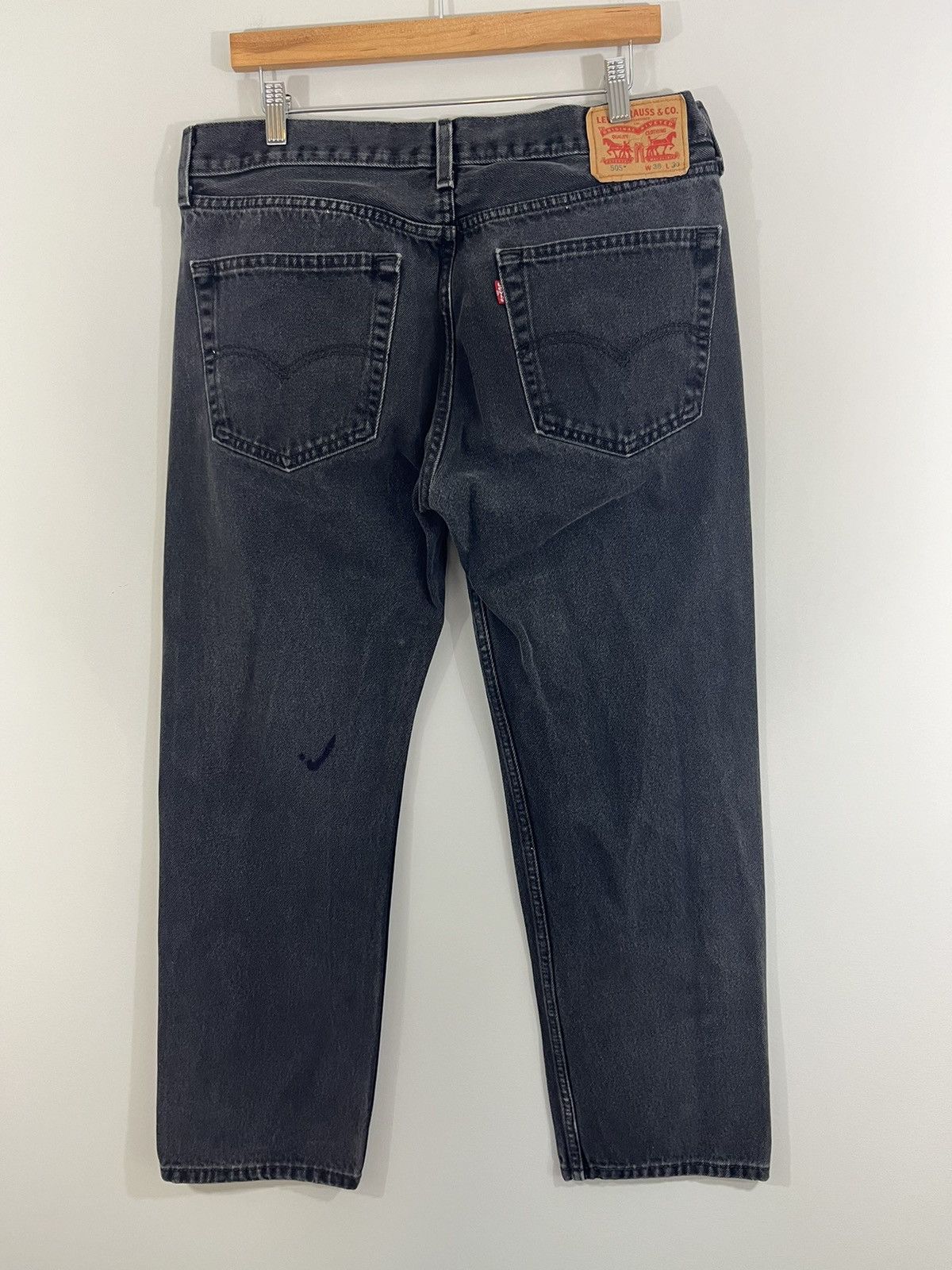 Levi's Sun Faded Black Levi 505 Stained Distressed Jeans Size US 36 / EU 52 - 3 Thumbnail