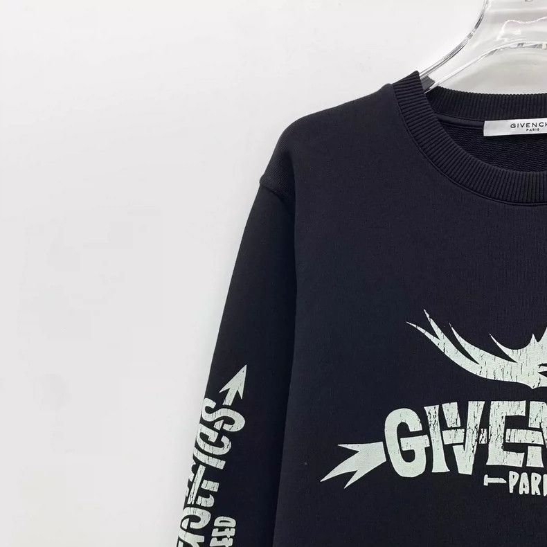 Givenchy Givenchy Black Logo Letter Print Distressed Cotton Crew Ne Size US S / EU 44-46 / 1 - 3 Thumbnail