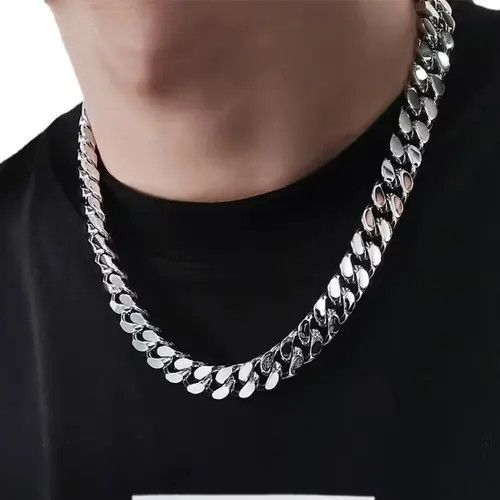 Jewelry 14 MM + 55 cm Cuban Link Chain Necklace Size ONE SIZE - 4 Thumbnail
